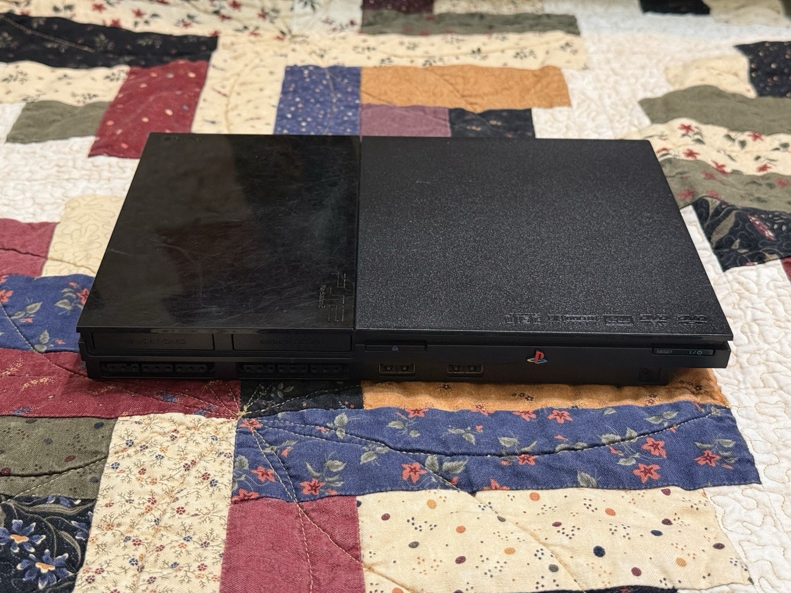 Sony PlayStation 2 Slim 90001 Black Console with Controllers, Game