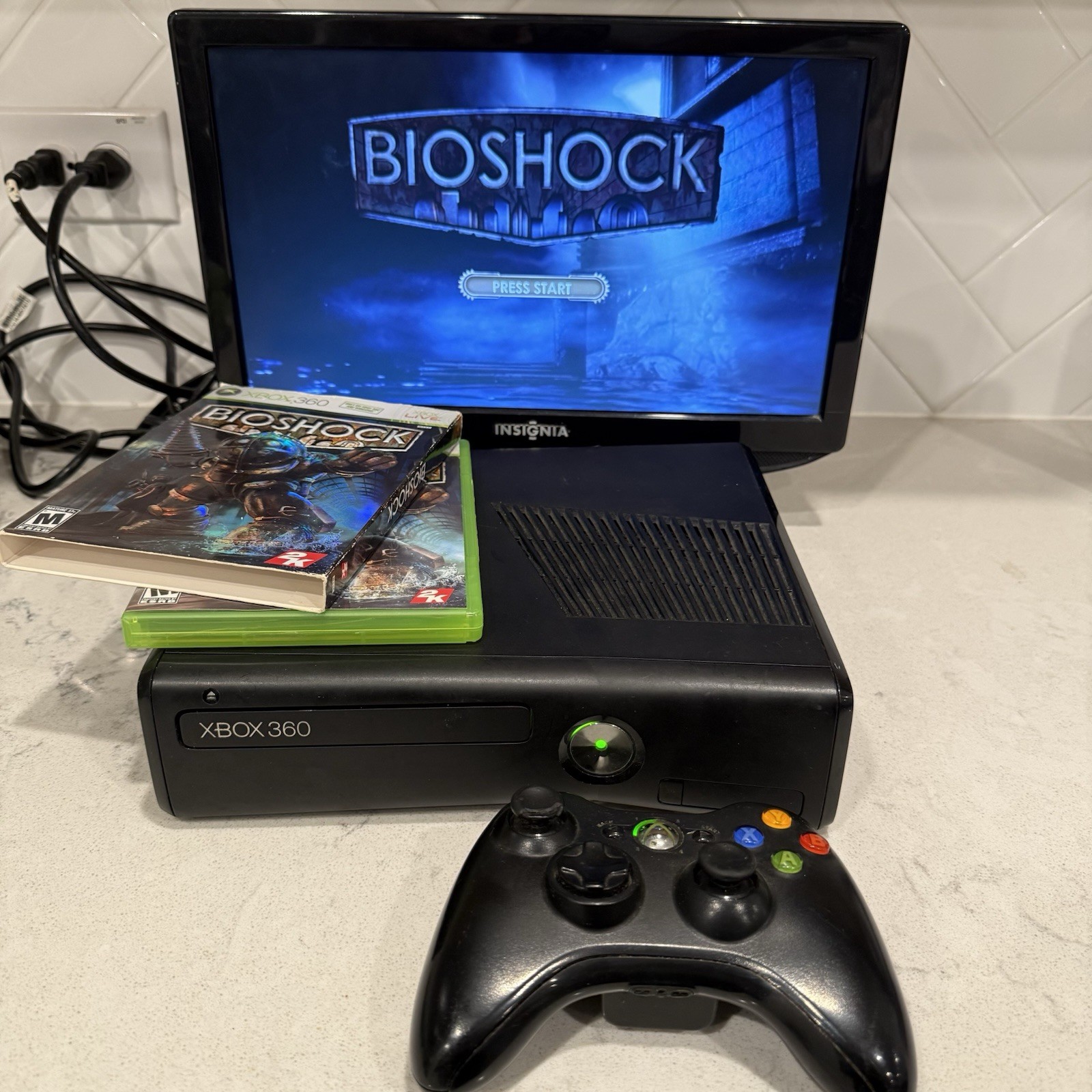 Microsoft Xbox 360 Black S 250GB Console Bundle w 5 🔥Games -Midnight Club, Halo
