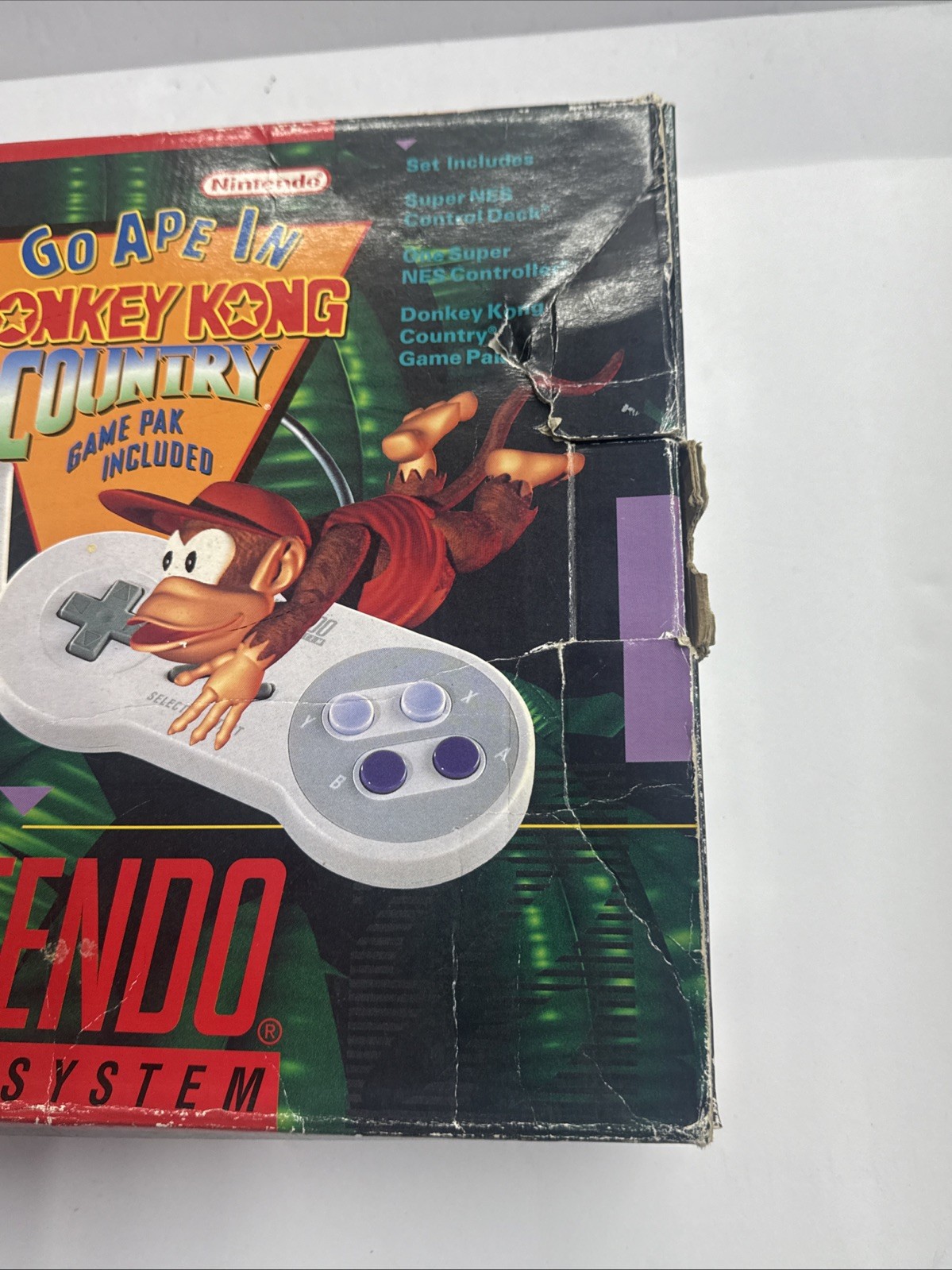 SNES – Super Nintendo Donkey Kong Country Set Console Almost Complete In Box