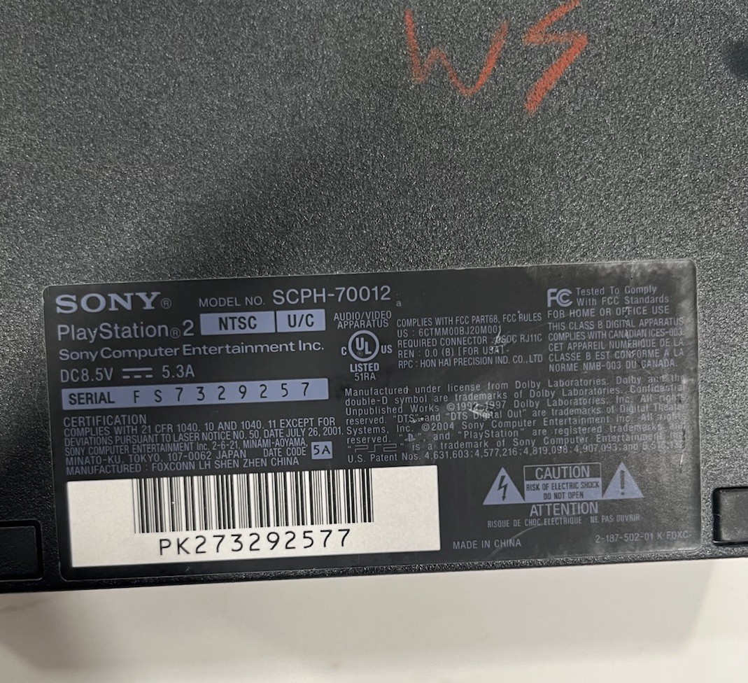 Sony PlayStation 2 Slim Black Console Gaming System SCPH 70012 Untested W/Cables