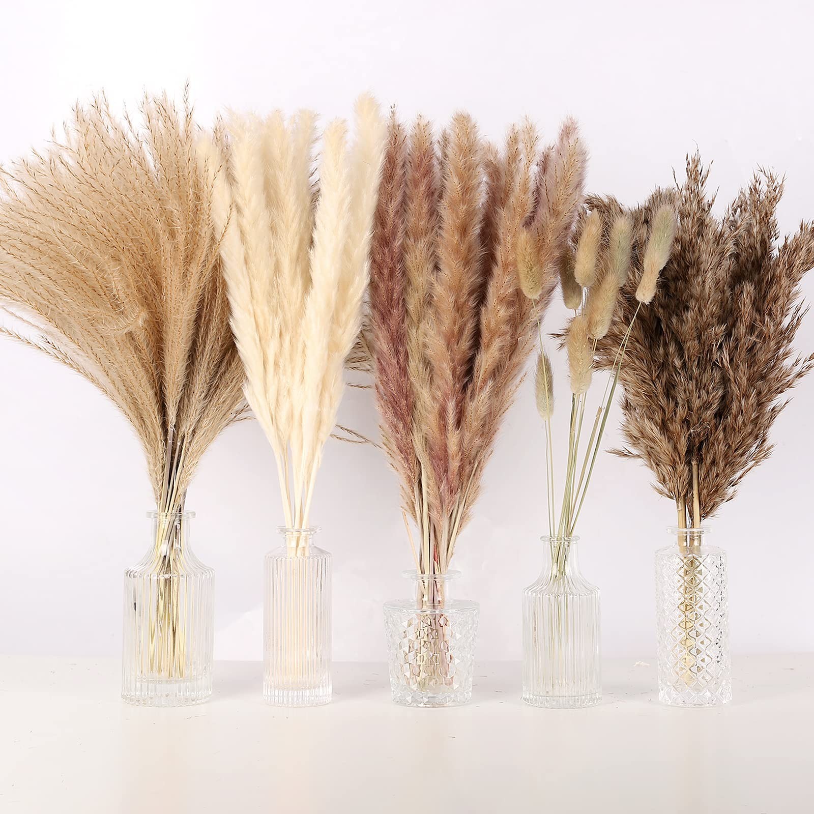N&T NETING 75Pcs Pampas Grass Decor-10Pcs White Pampas Grass, 20Pcs Brown Pam…