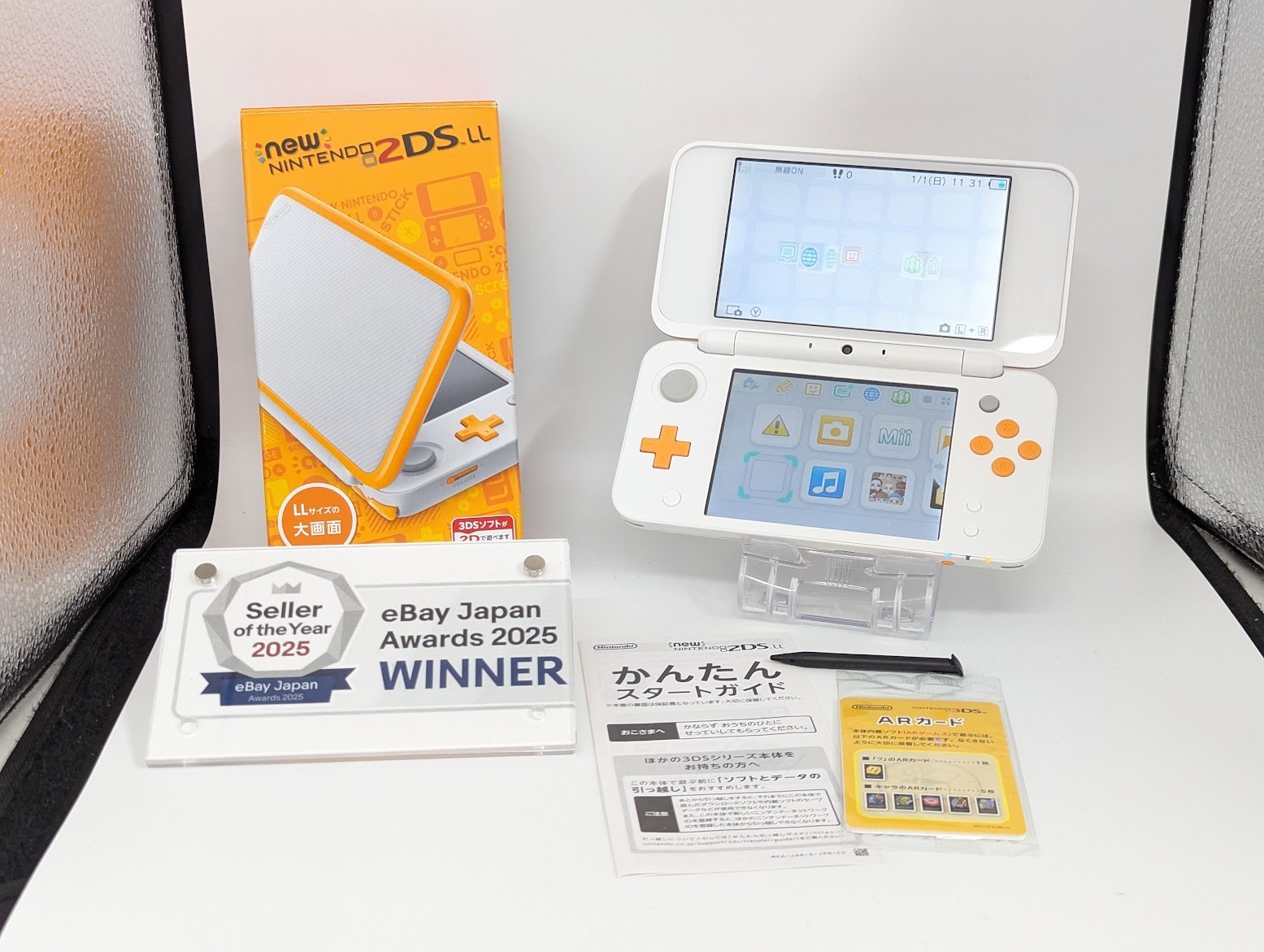 B6784 Nintendo new 2DS console LL XL White x Orange Japan w/box pen manual