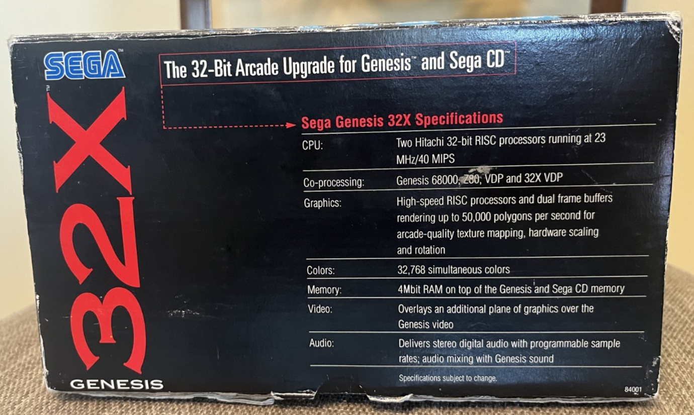 Sega 32X Unit System Console In Box w/ Crossover Cable