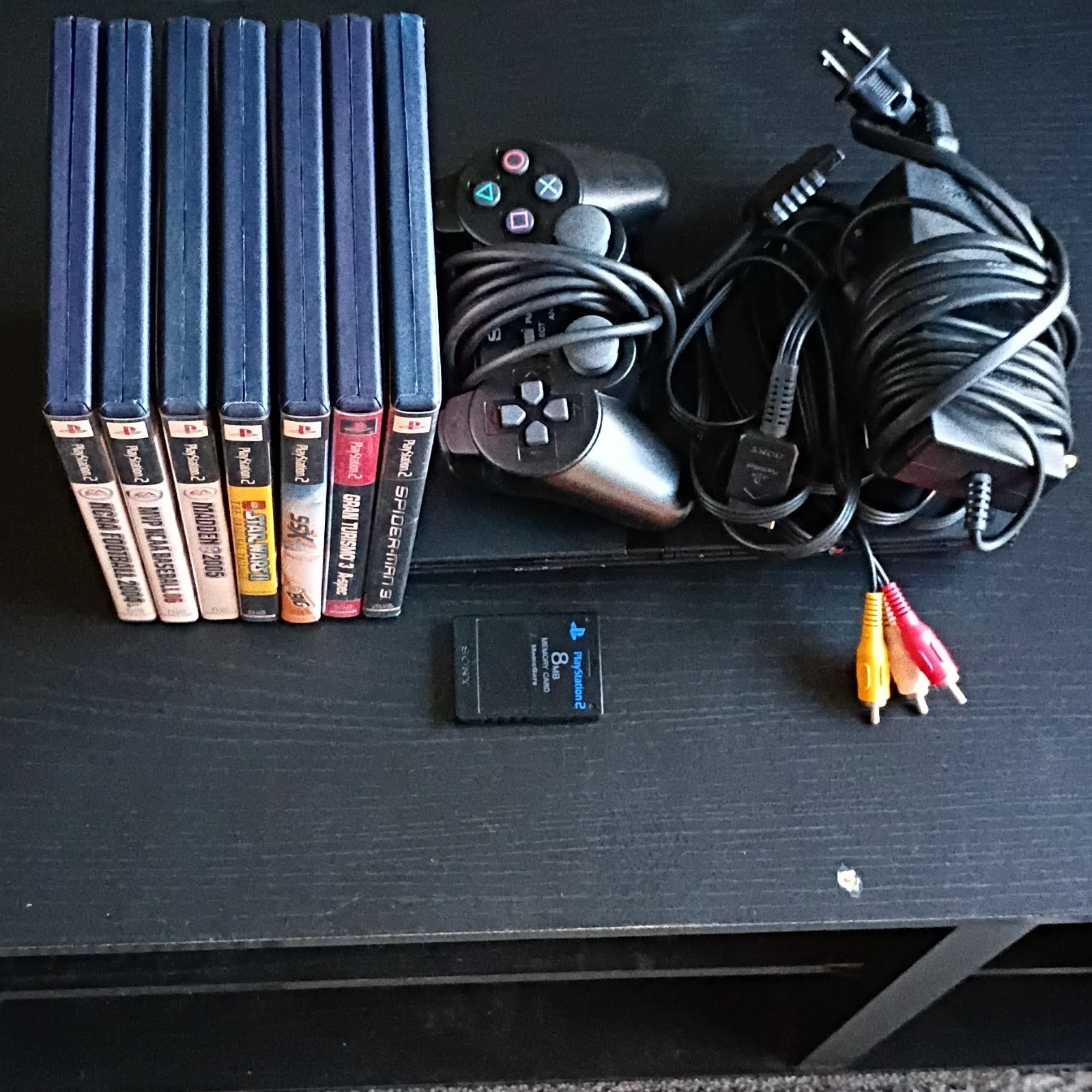 PS2 Slim Console Spiderman 3 Bundle: 7 Games, Controller & Memory Card (Tested)