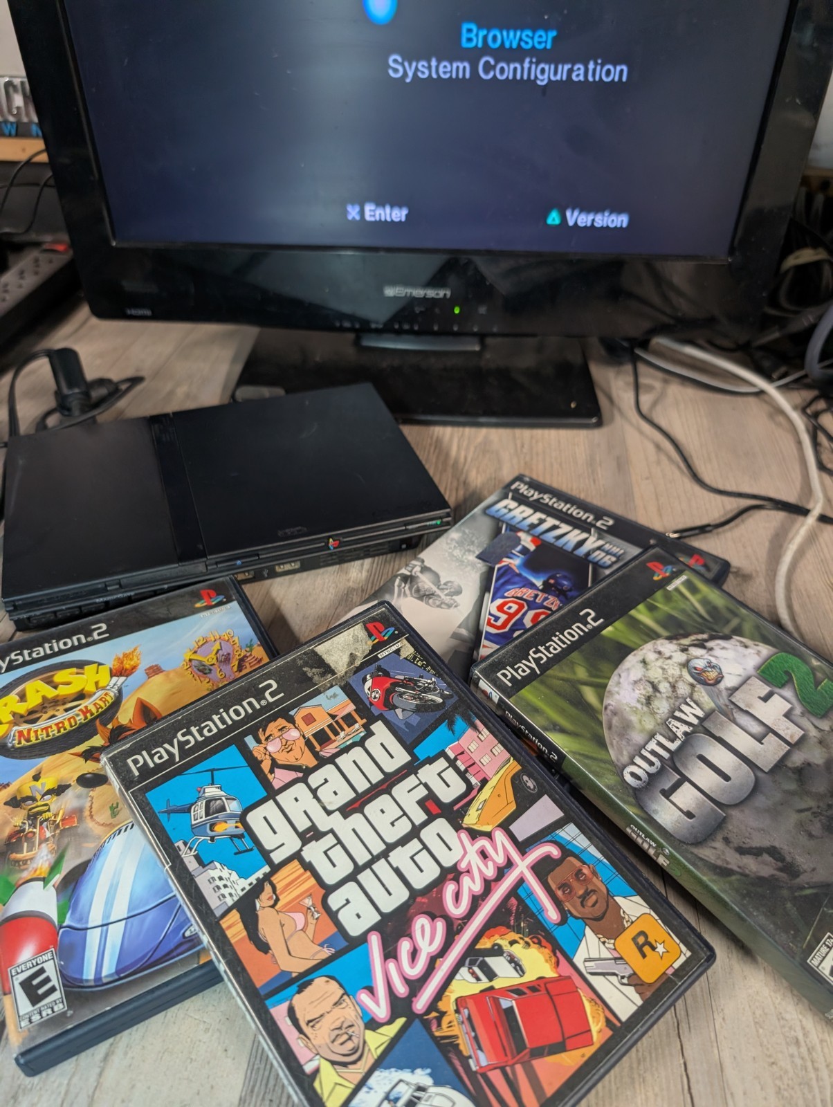 Sony PlayStation 2 PS2 Slim Console Bundle SCPH-70012 w/ 4 Games, Memory Card