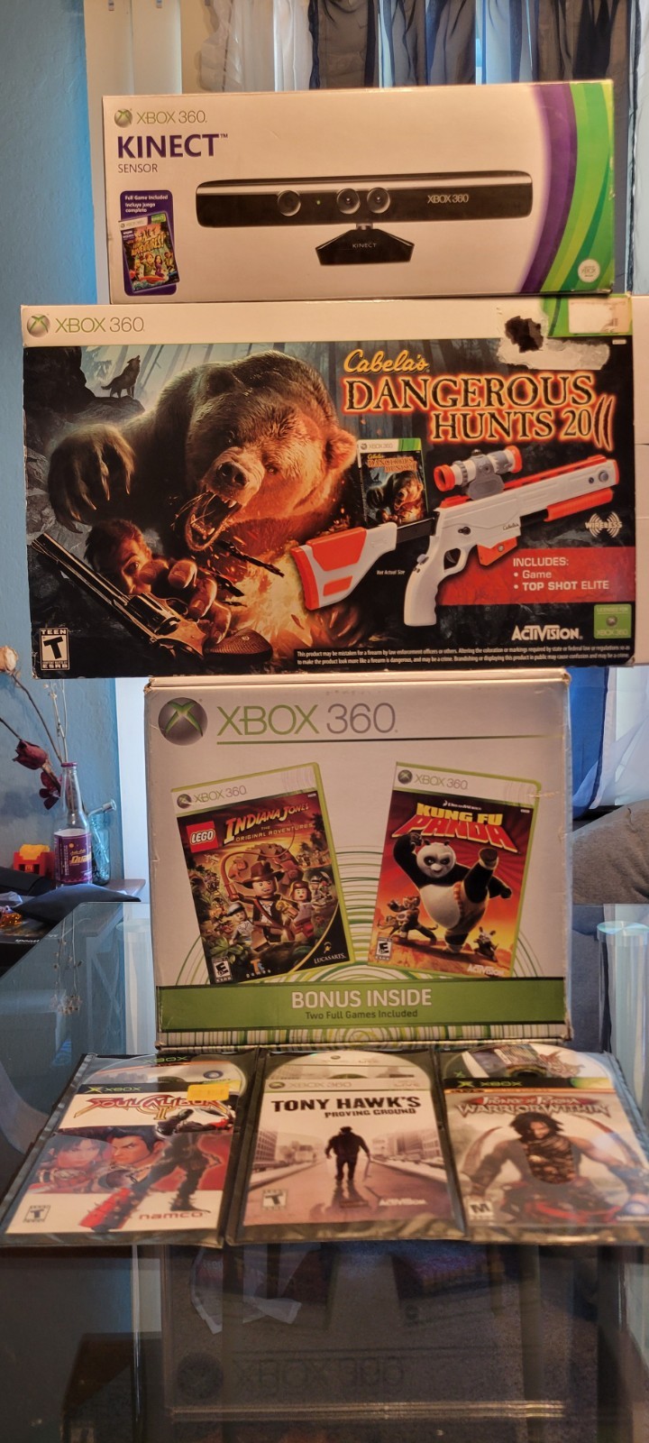 Xbox 360 Pro console 60 GB ,bundled : Kinect Camera,Cabela’s Dangerous Hunts