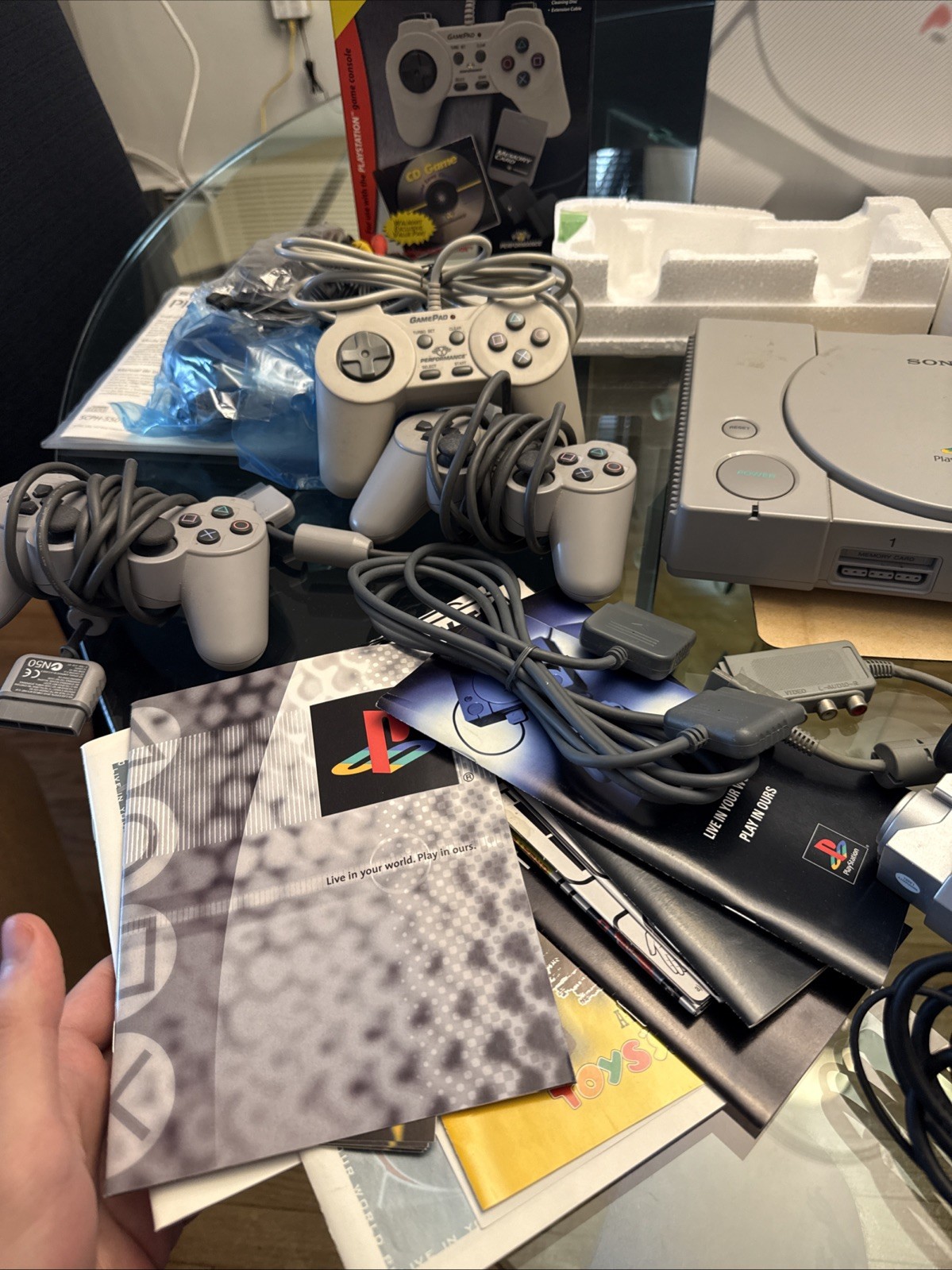 Sony Playstation 1 Console PS1 System Complete in Box With 4 Controllers + Extra
