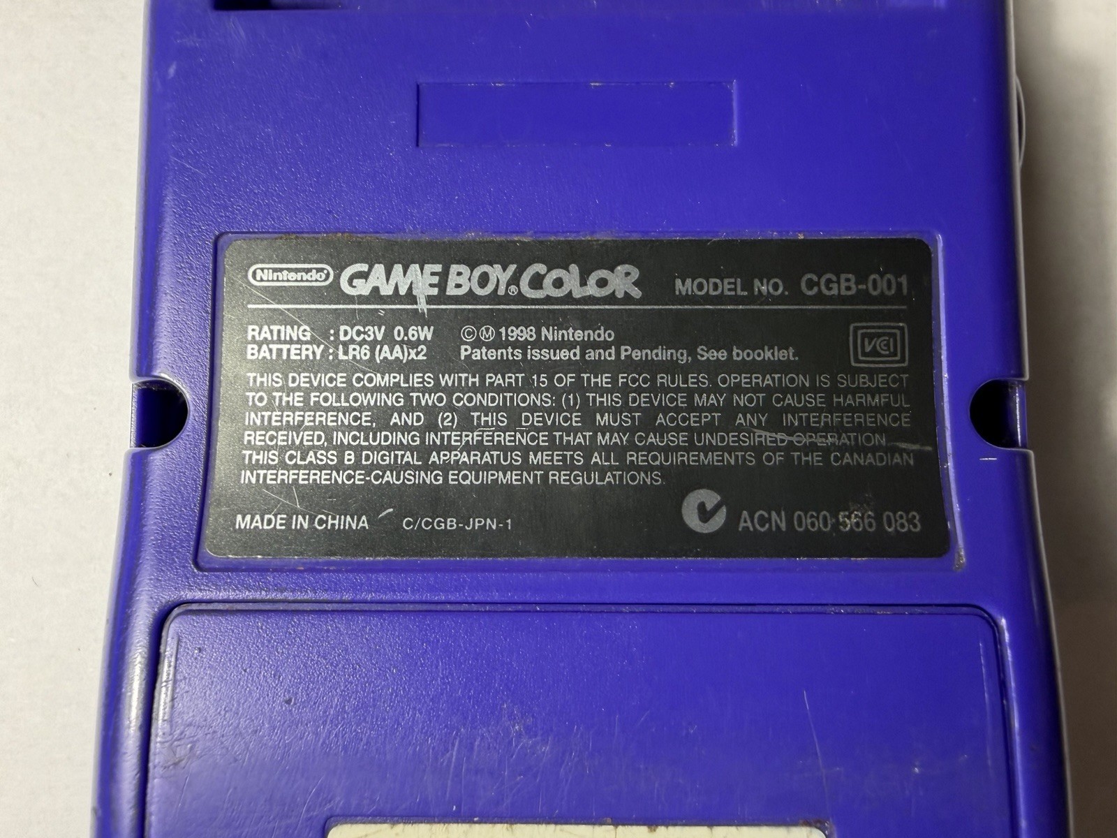 Nintendo Game Boy Color CGB-001 Purple Handheld, Color Screen – No Power
