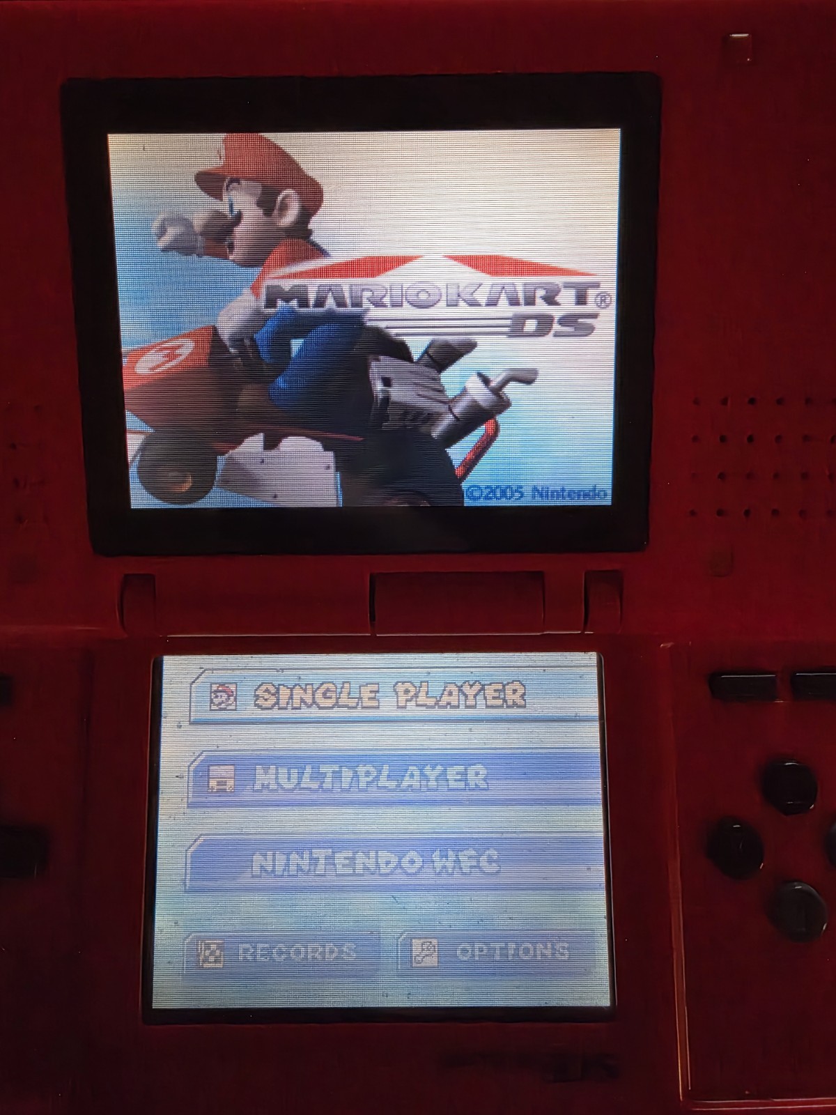 Nintendo DS Original/Launch Edition Red Handheld System With Mario Kart DS