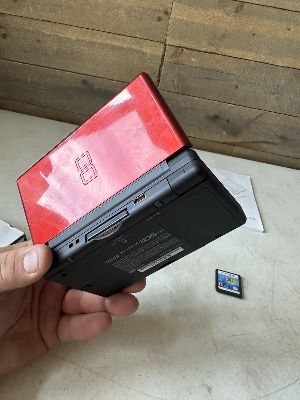 Nintendo DS Lite Red Black Handheld System Console USG-001 + 3 Games Complete