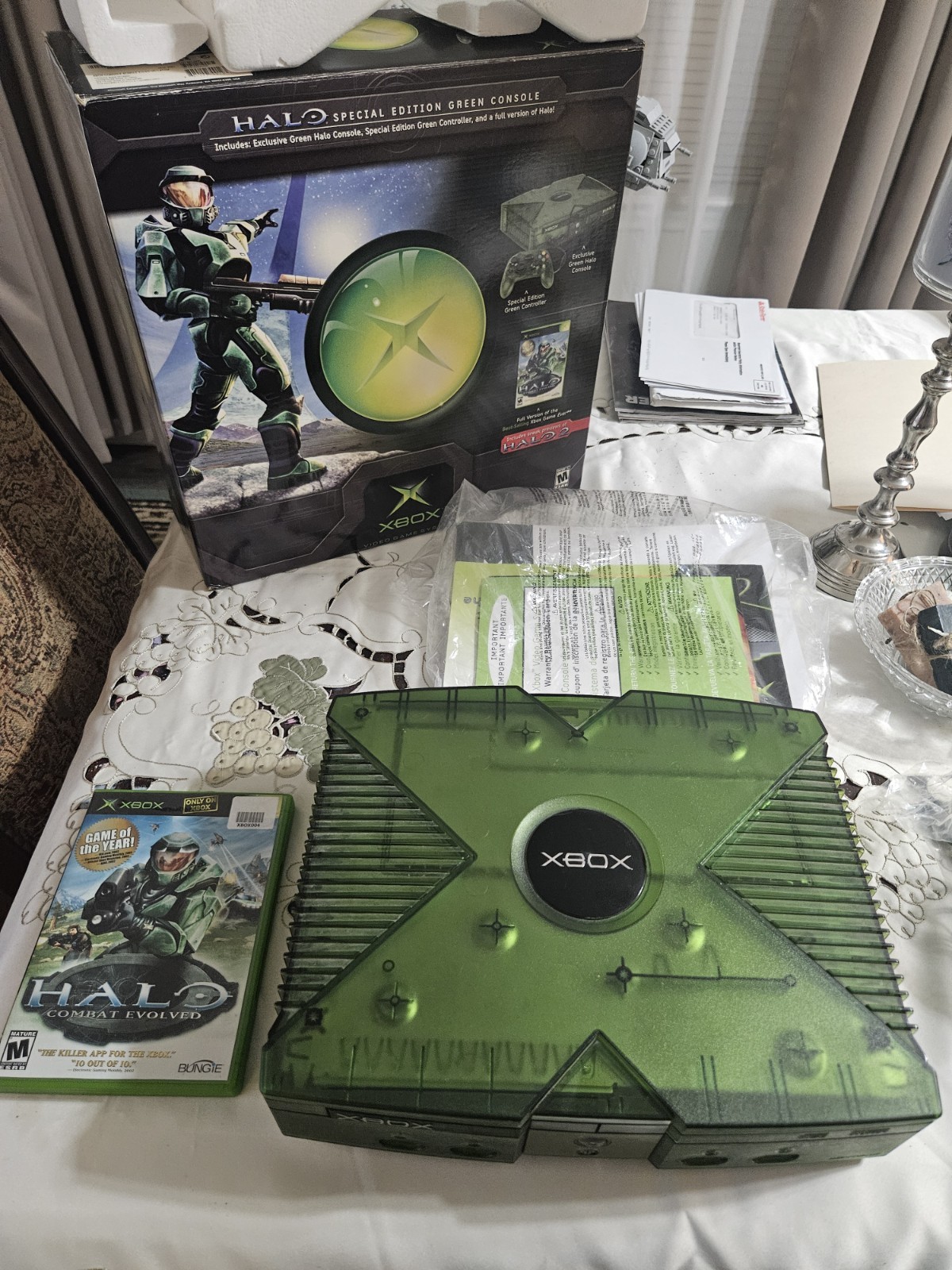 OG Xbox Halo Edition System Console In Box With 4 Controllers And Extras
