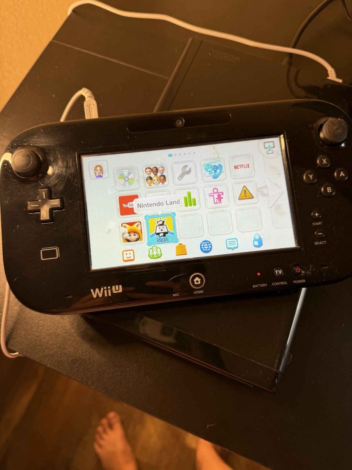 Wii U 32GB Black Console w/ GamePad, Cables Ready to play preloaded with 2 games