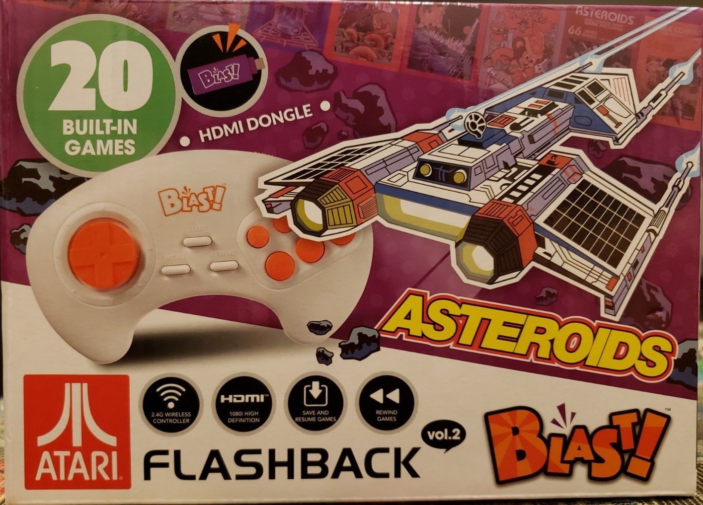 ATARI FLASHBACK Wireless ASTEROIDS HDMI Dongle Video Vol. 2 Console Plug n Play