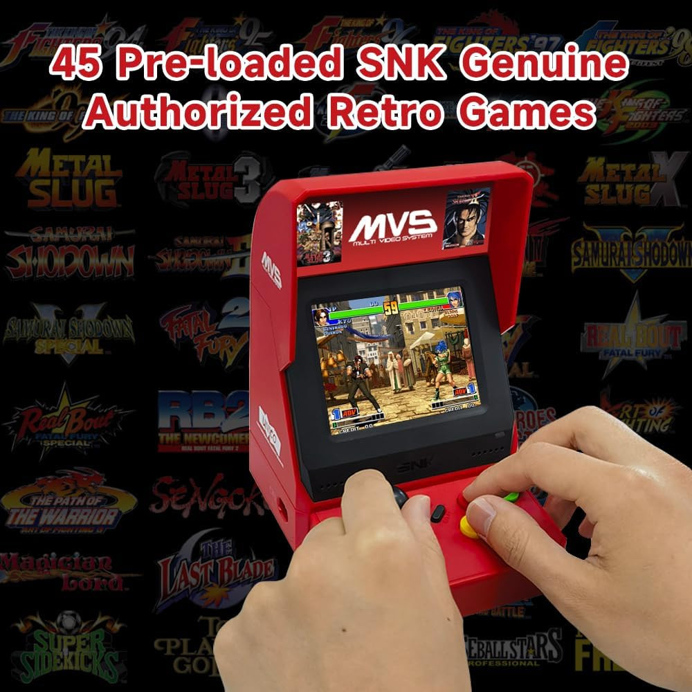 NEOGEO MVS Mini Arcade Console – 45 Preloaded Classic SNK Games (KOF, Metal Slug