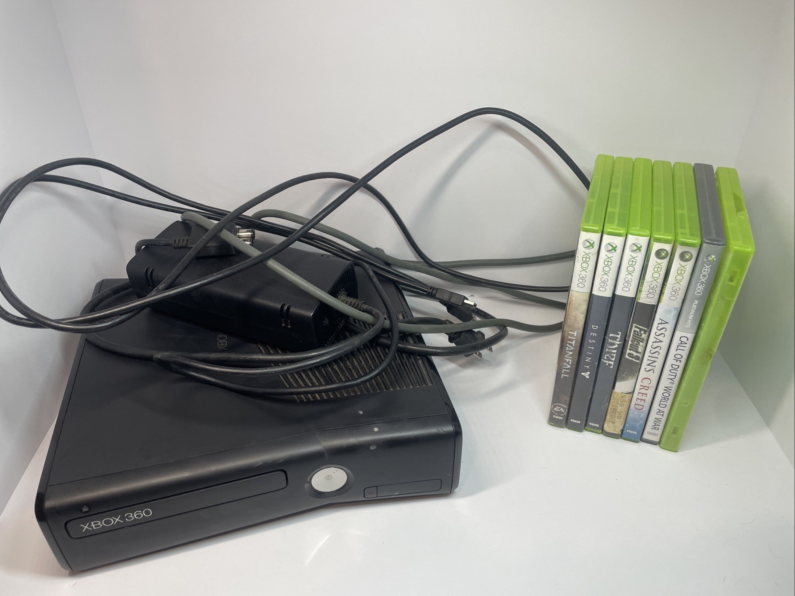 Xbox 360 S Slim 250GB Console Bundle Tested Working Power Supply, HDMI, 7 Games