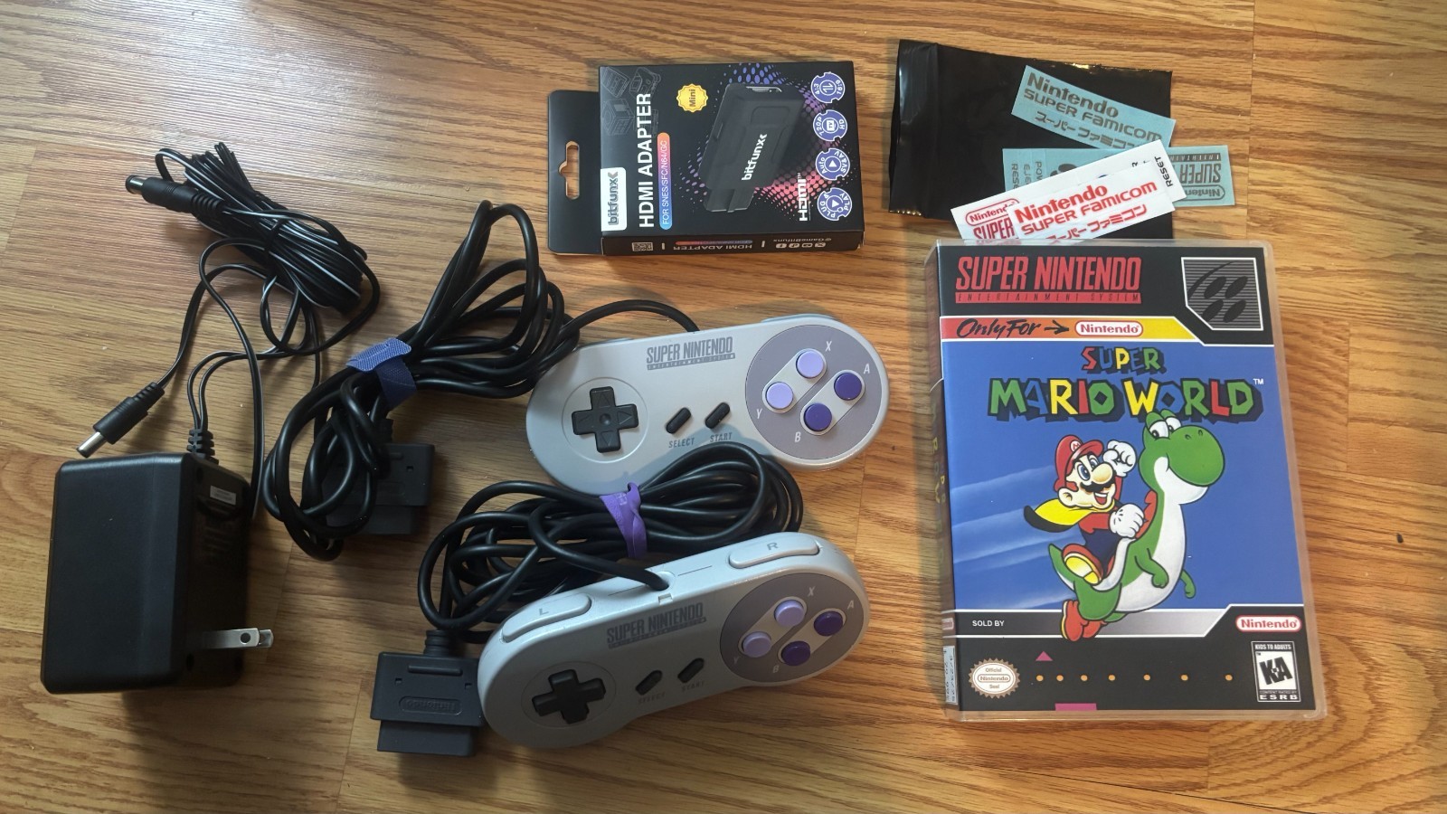 Super Nintendo SNES Console Transparent Clear Shell HDMI Game Bundle