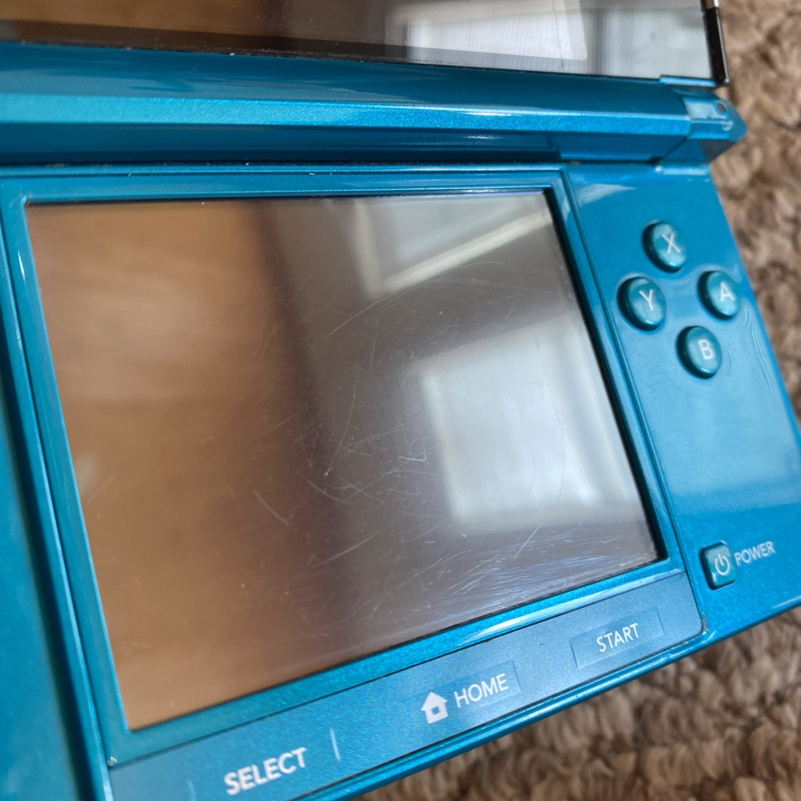 Nintendo 3DS CTR-001 (USA) Console Aqua Blue Stylus Charger SD Card
