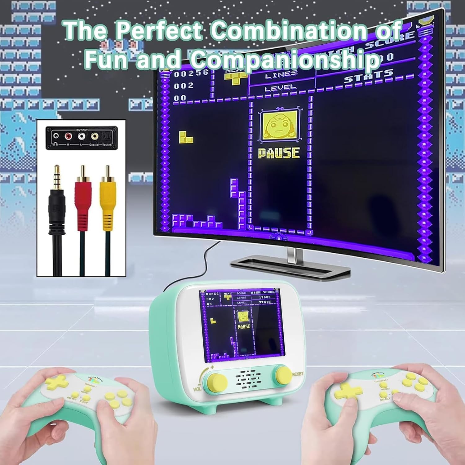 Rechargeable Retro Handheld Console with TV Connection – 2 Controllers Included