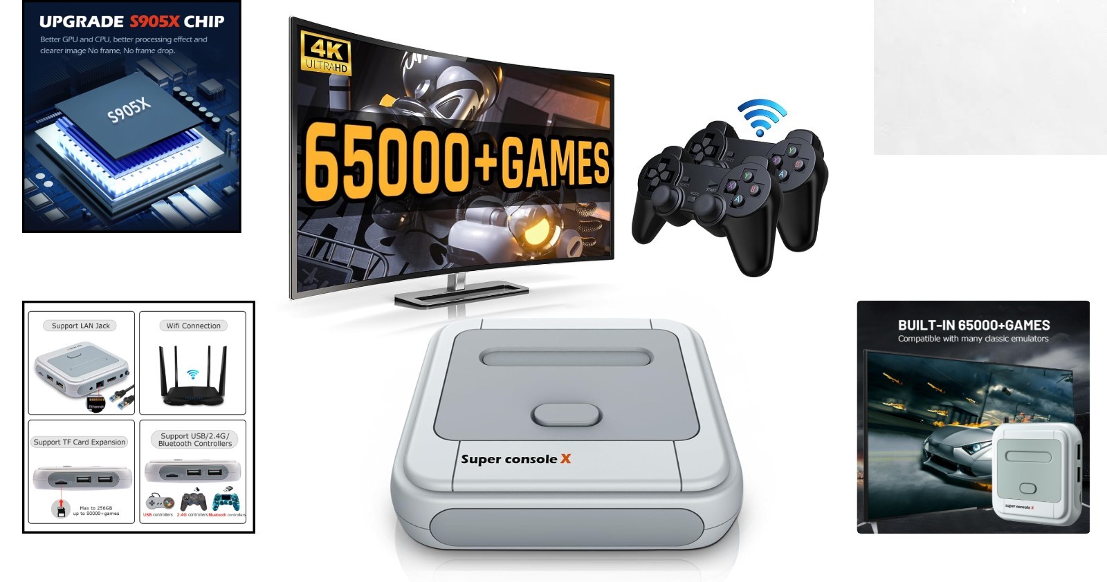 65,000+ Retro Games Console with 2.4GHz Wireless Controllers – Super Console X