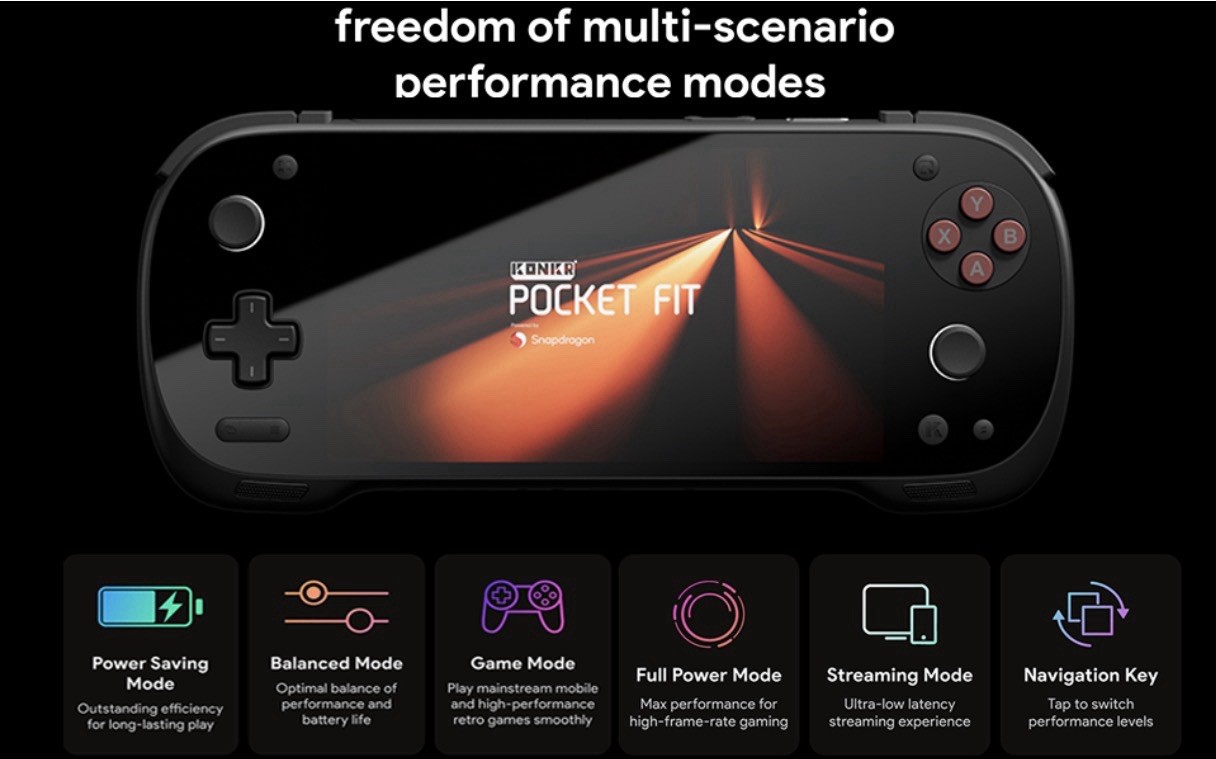 Konkr Pocket FIT | Snapdragon G3 Gen 3 | 8GB LPDDR5X | 128GB Storage | Black
