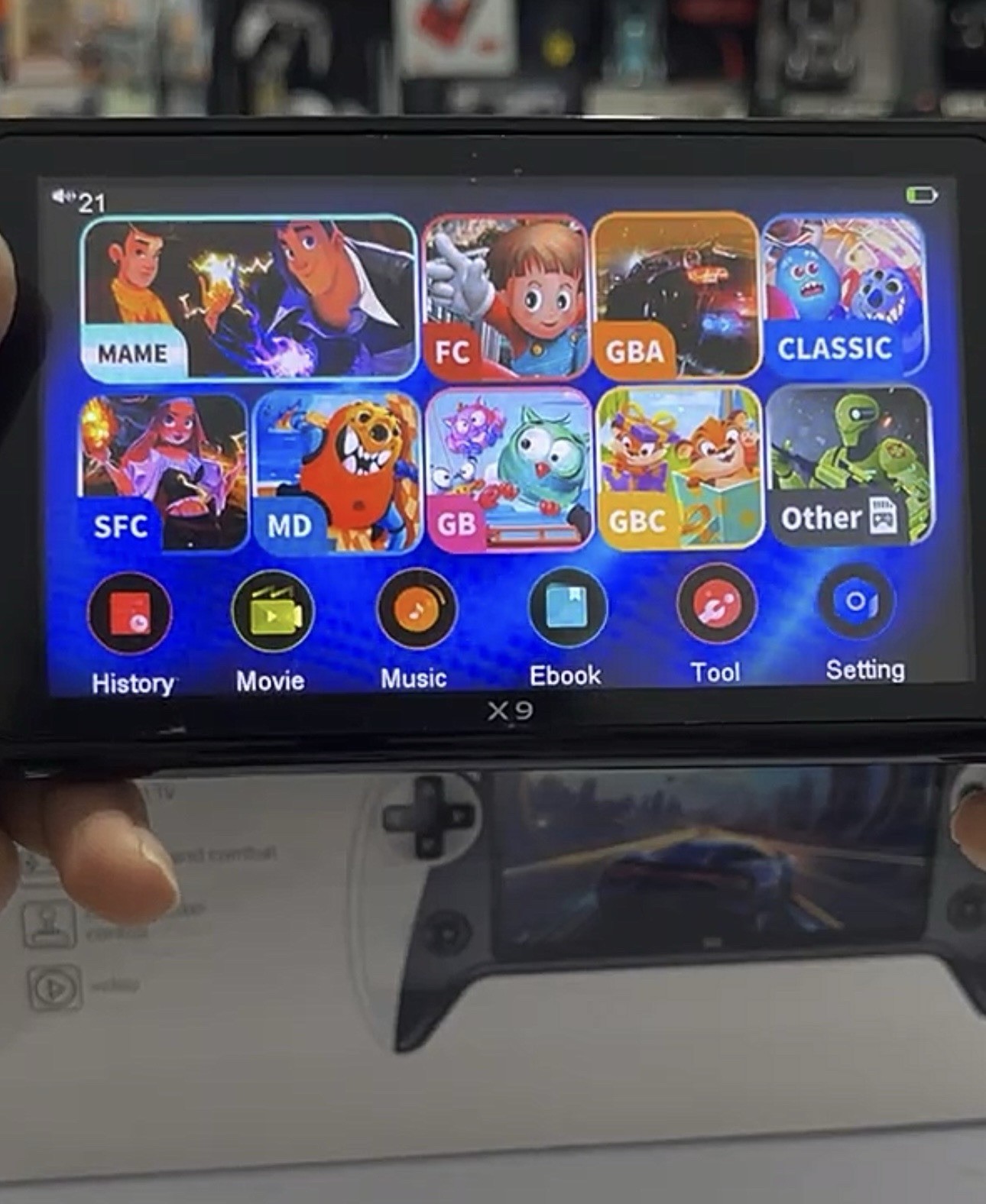 Handheld X9 Gaming Console 5.5 in Screen- TF Card- Play, Watch, Read and Listen