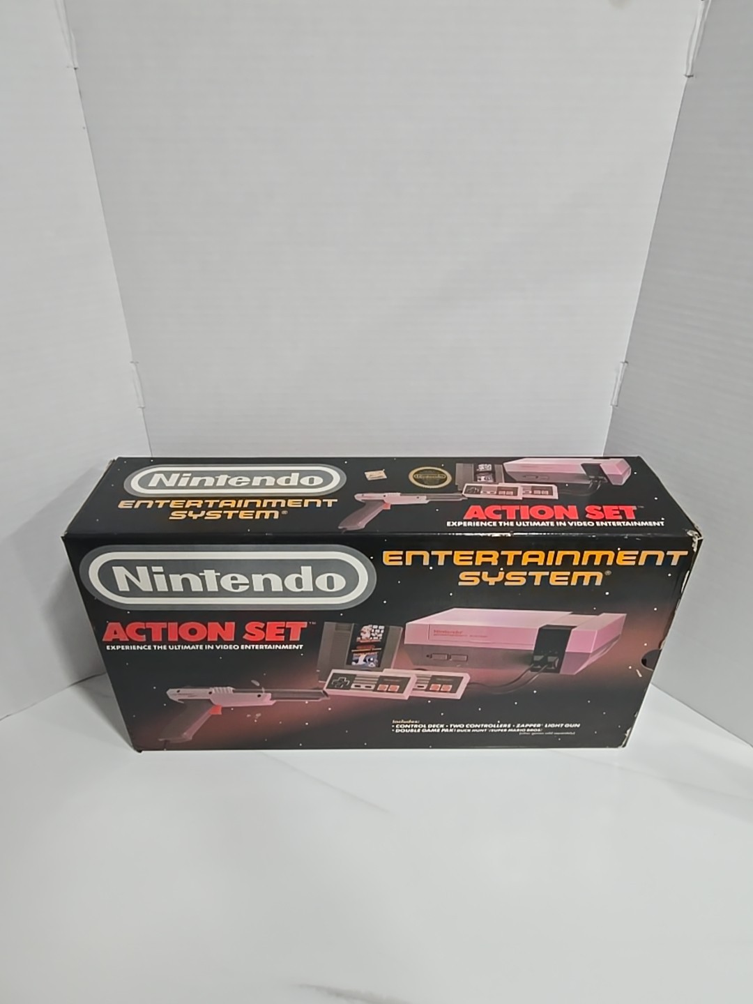 🔥 1990 Nintendo NES Action Set CIB Console w/ Zapper Paperwork & Mario Game VGC