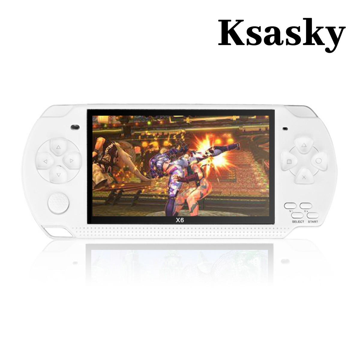 Ksasky X6 Retro Video Game Console Screen Built-In 2000 Games Handheld White