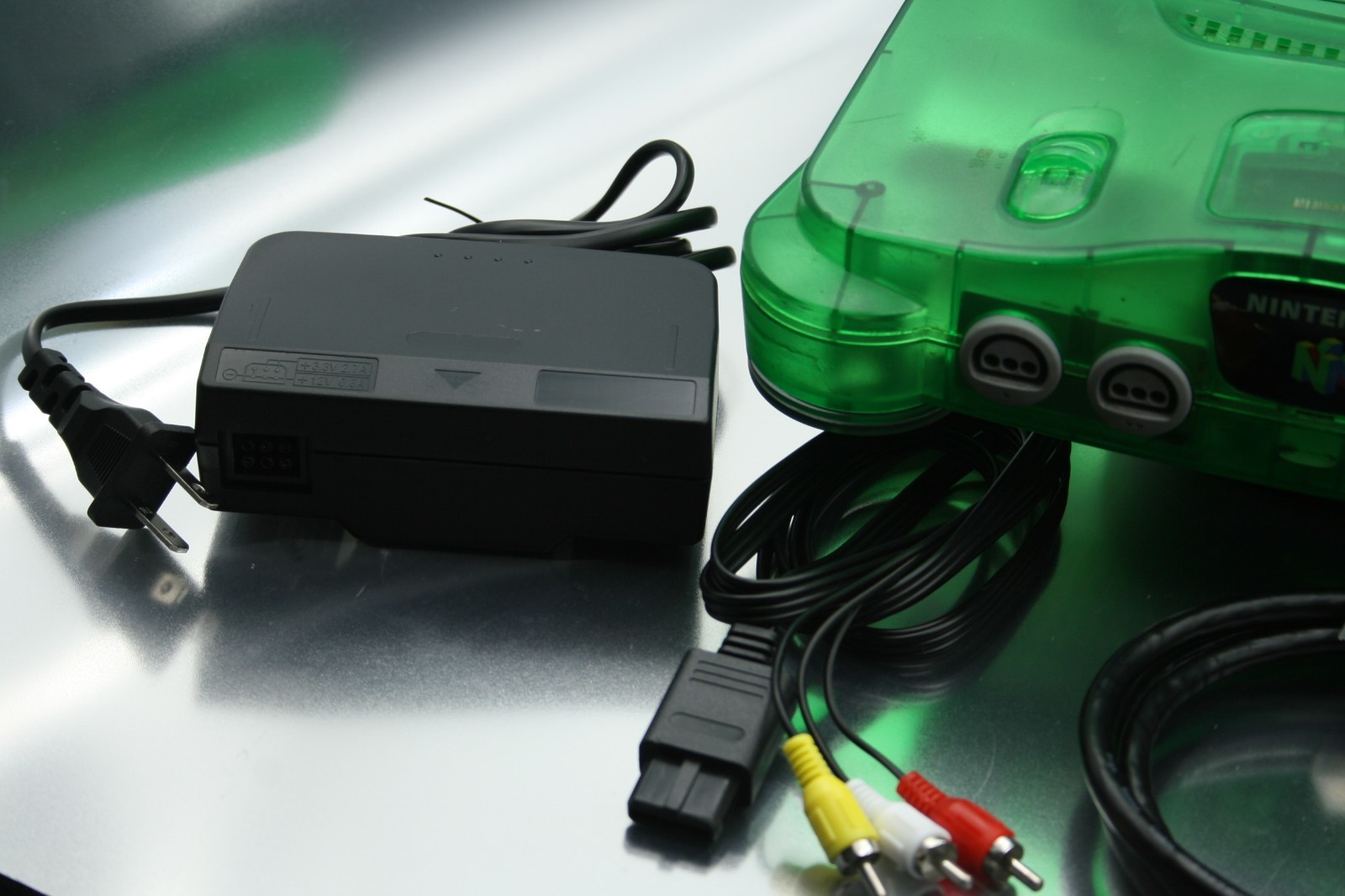 N64 Nintendo Jungle Green Console + Expansion Pack POWER ADPTR, A/V CABLES, HDMI