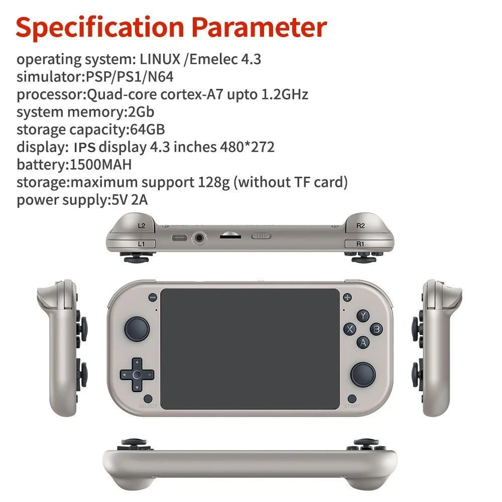M17 Handheld Gaming Console, 4.3-inch 128G Retro Pandora Video Game Console Emul