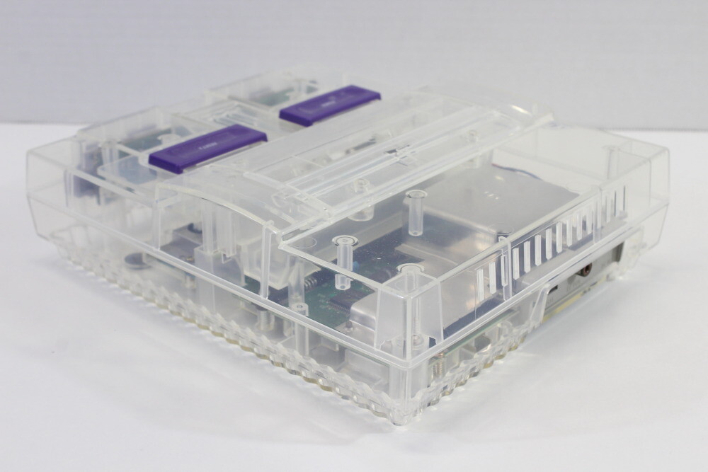 Super Nintendo Transparent Crystal Clear Console SNES SFC Converted AC AV TESTED