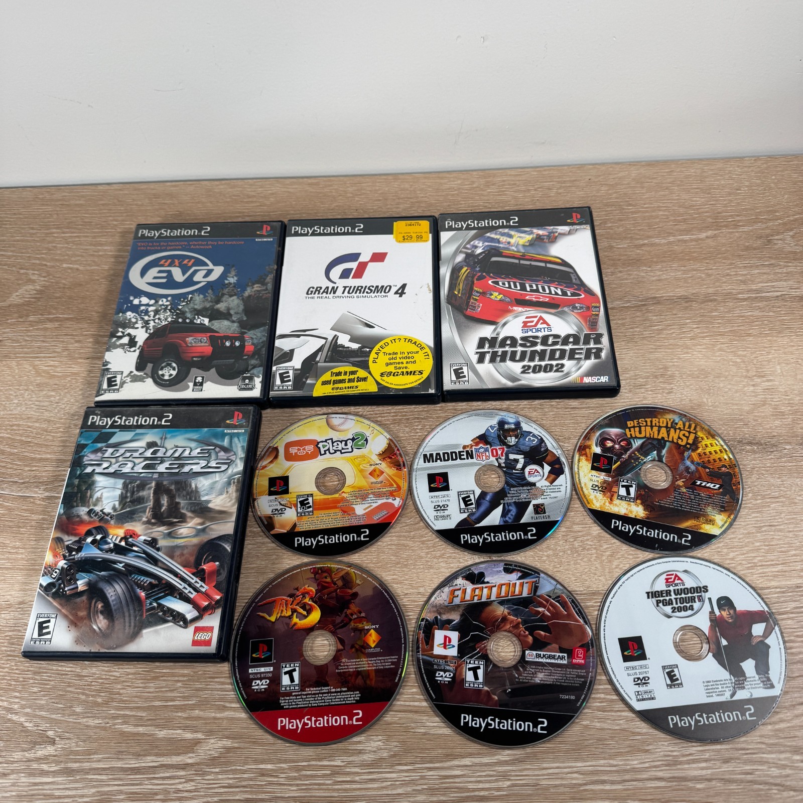 Sony PlayStation 2 PS2 Slim Console Bundle 2 Controllers + 20 Games Memory