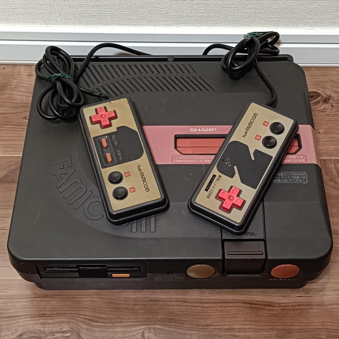 Sharp Twin Famicom Console Black Pink Tested Working Cartridge Disk System Japan