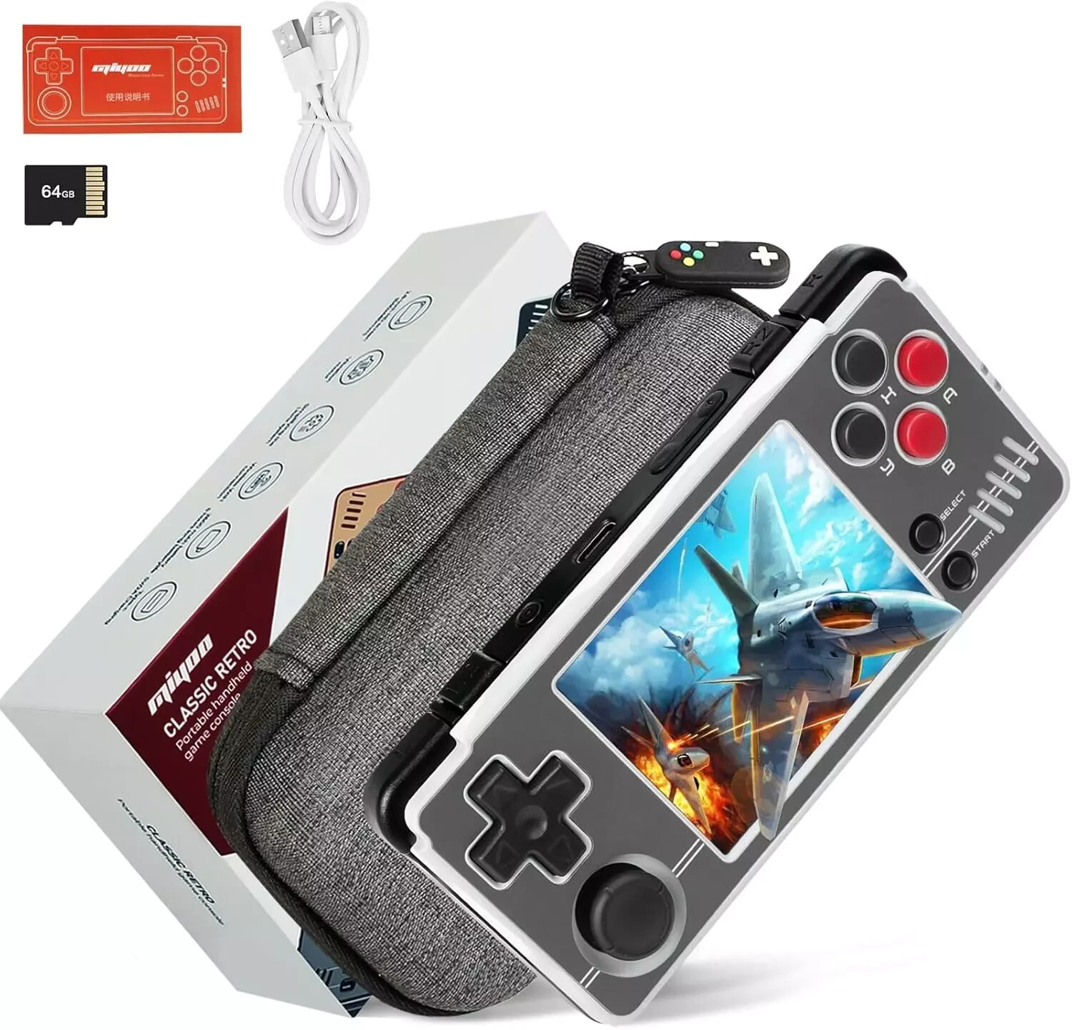 Miyoo A30 Retro Handheld Game Console,Portable Game Emulator – Black & White