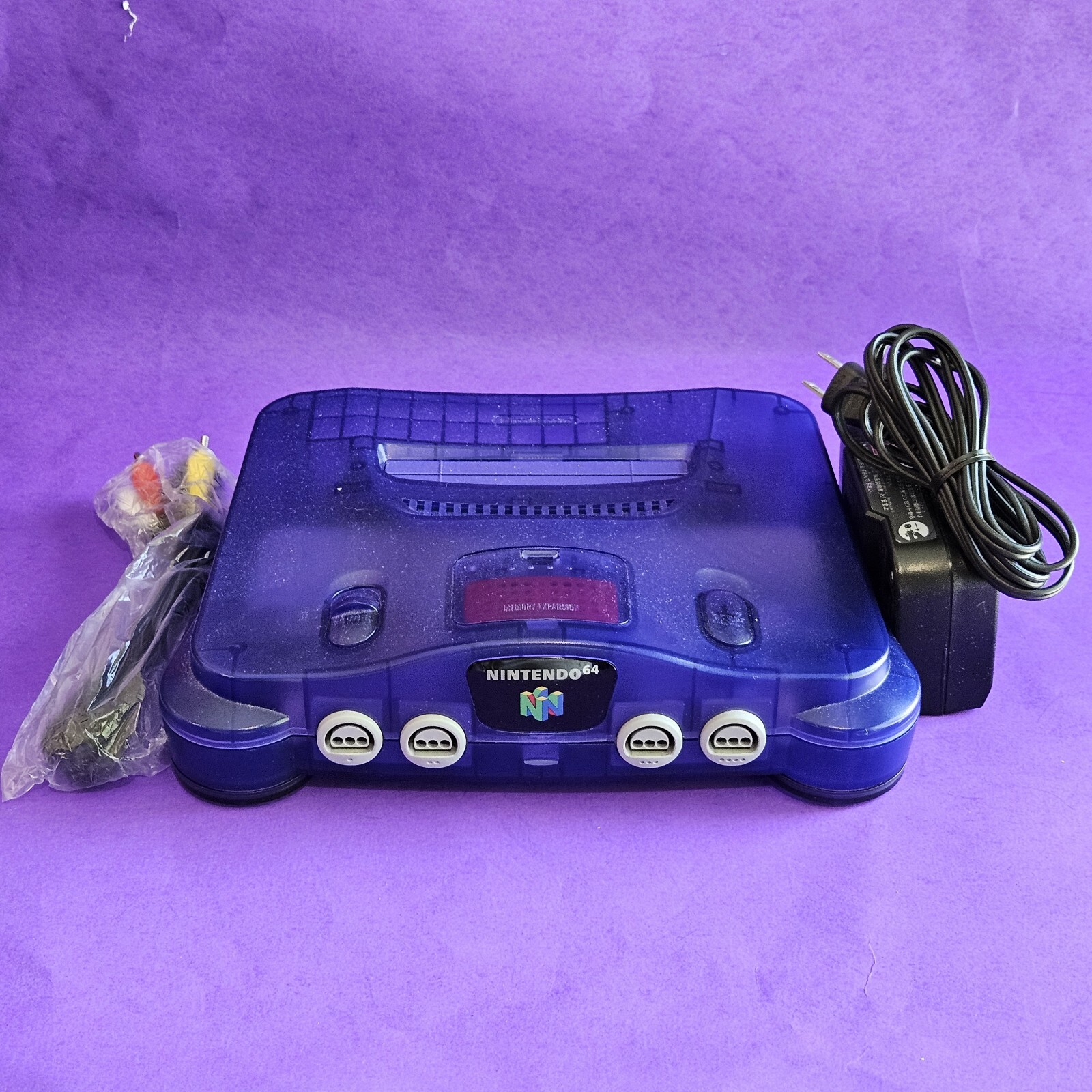 Nintendo 64 Midnight Blue Console system N64 W/ adapter cable
