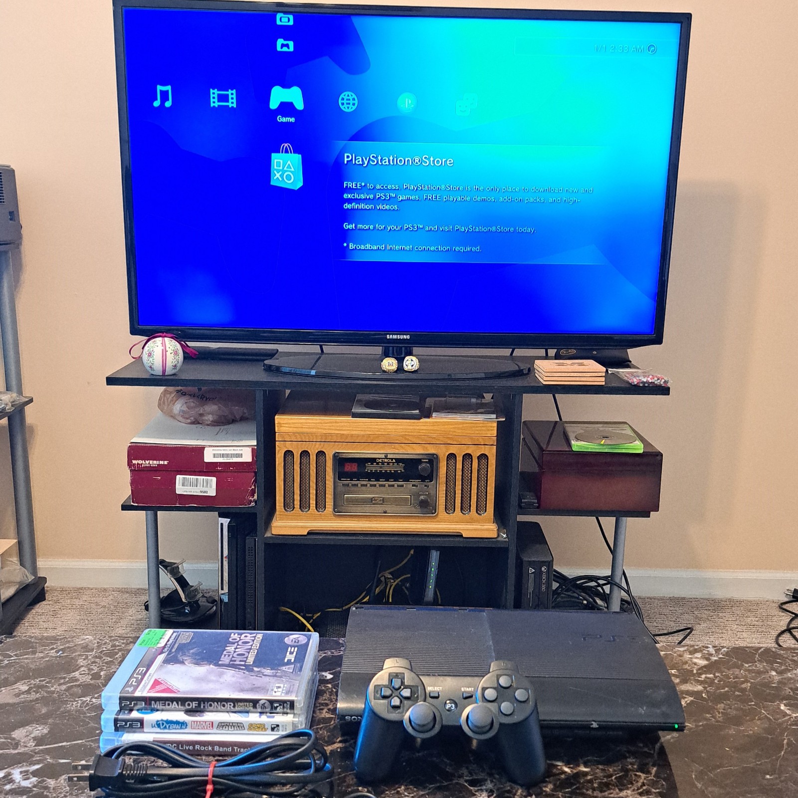 ✅ Sony PlayStation 3 PS3 Super Slim 250GB 4001b Console w/ 3 Games, Controller ✅