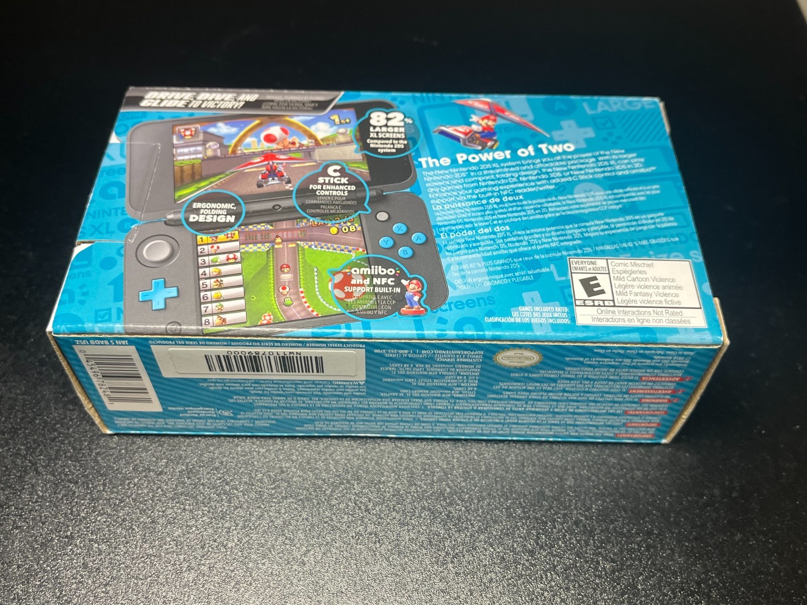 New Nintendo 2DS XL Handheld Console Mario Kart 7 Bundle Black/Turquoise A23