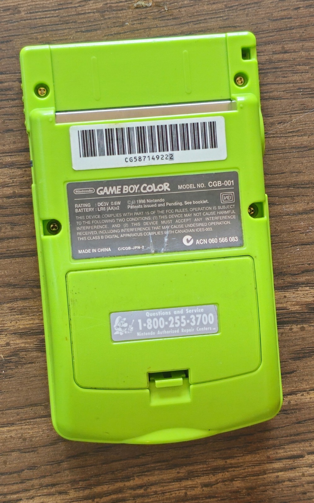 Nintendo Game Boy Color Kiwi Lime Green Handheld System Tested Working Great!