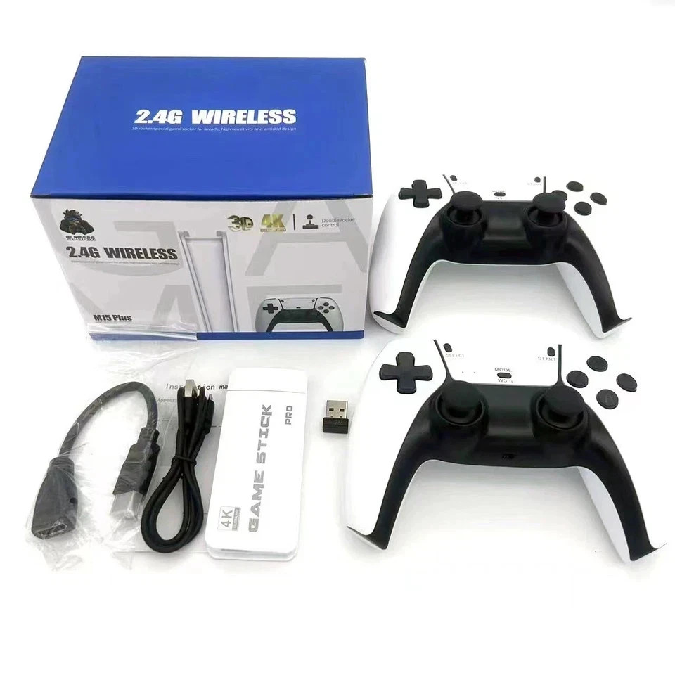 128G HDMI TV Video Game Stick M15 4K Gaming Console Gamepad 2 Pack Controller US