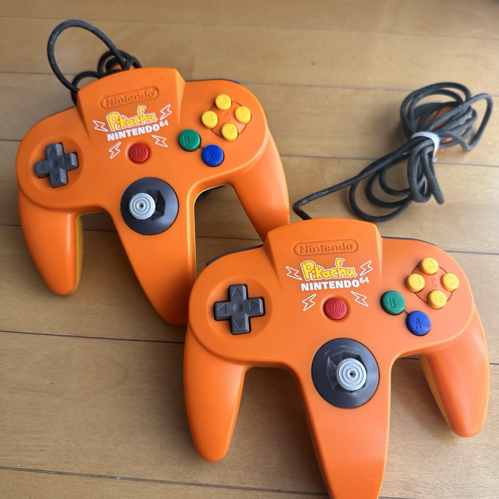 Nintendo 64 N64 Pokemon Pikachu Console Orange two Controllers Used NTSC-J