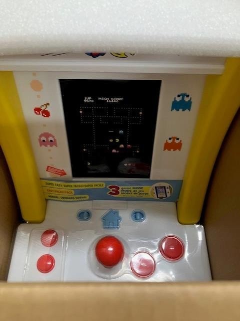 Arcade1Up Jr. Pac-Man Kids Arcade Cabinet with Stool and 3 Games 1y Warranty