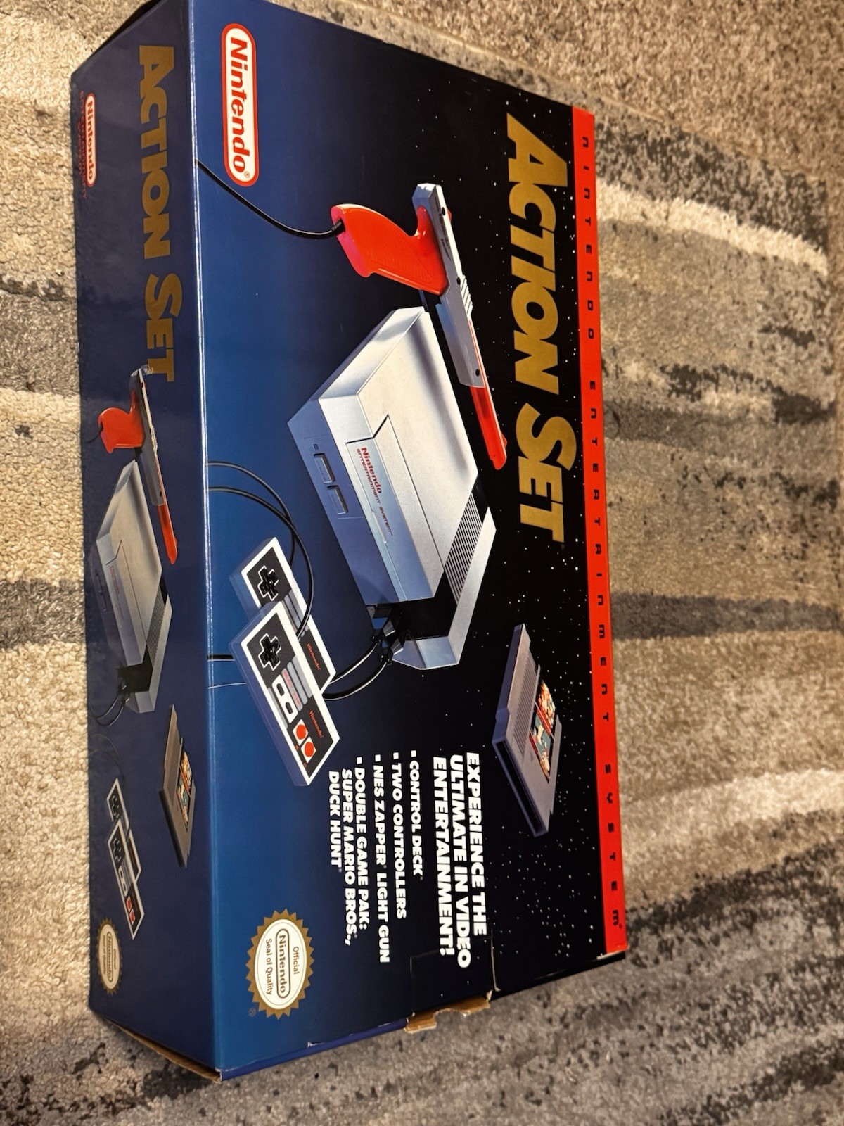 Nintendo NES Action Set System In Box CIB Tested W/ Super Mario + 5 Games-Clean