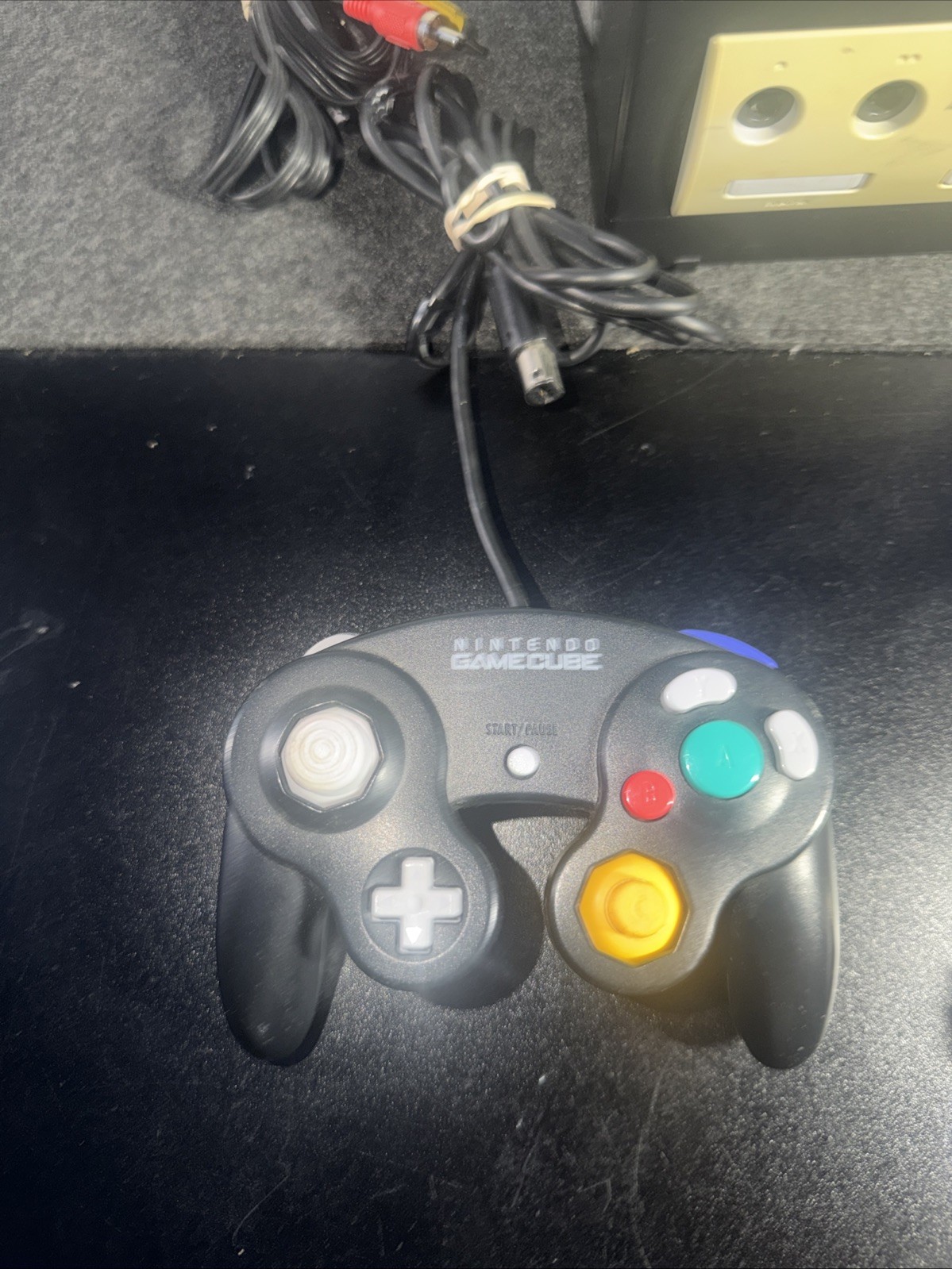 Nintendo GameCube DOL-001 Console bundle Black w/ 2 Controllers & 1 Game Tested
