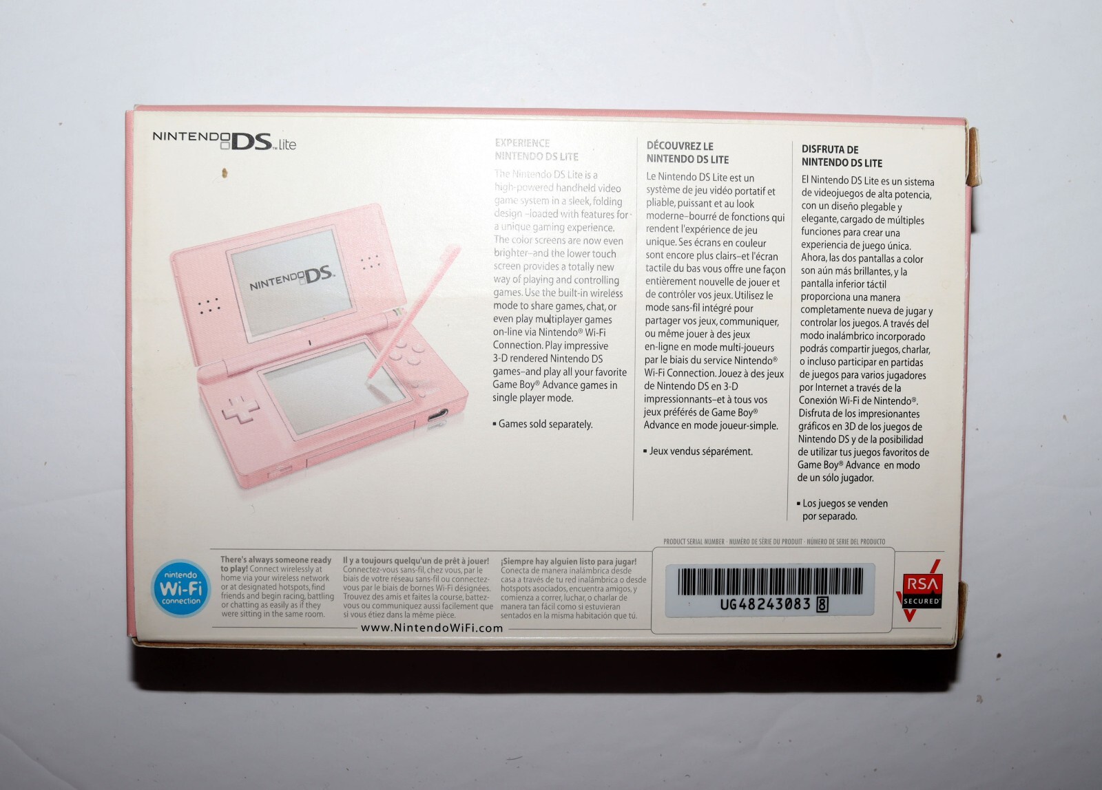 Nintendo DS Lite Pink Handheld System Tested Works