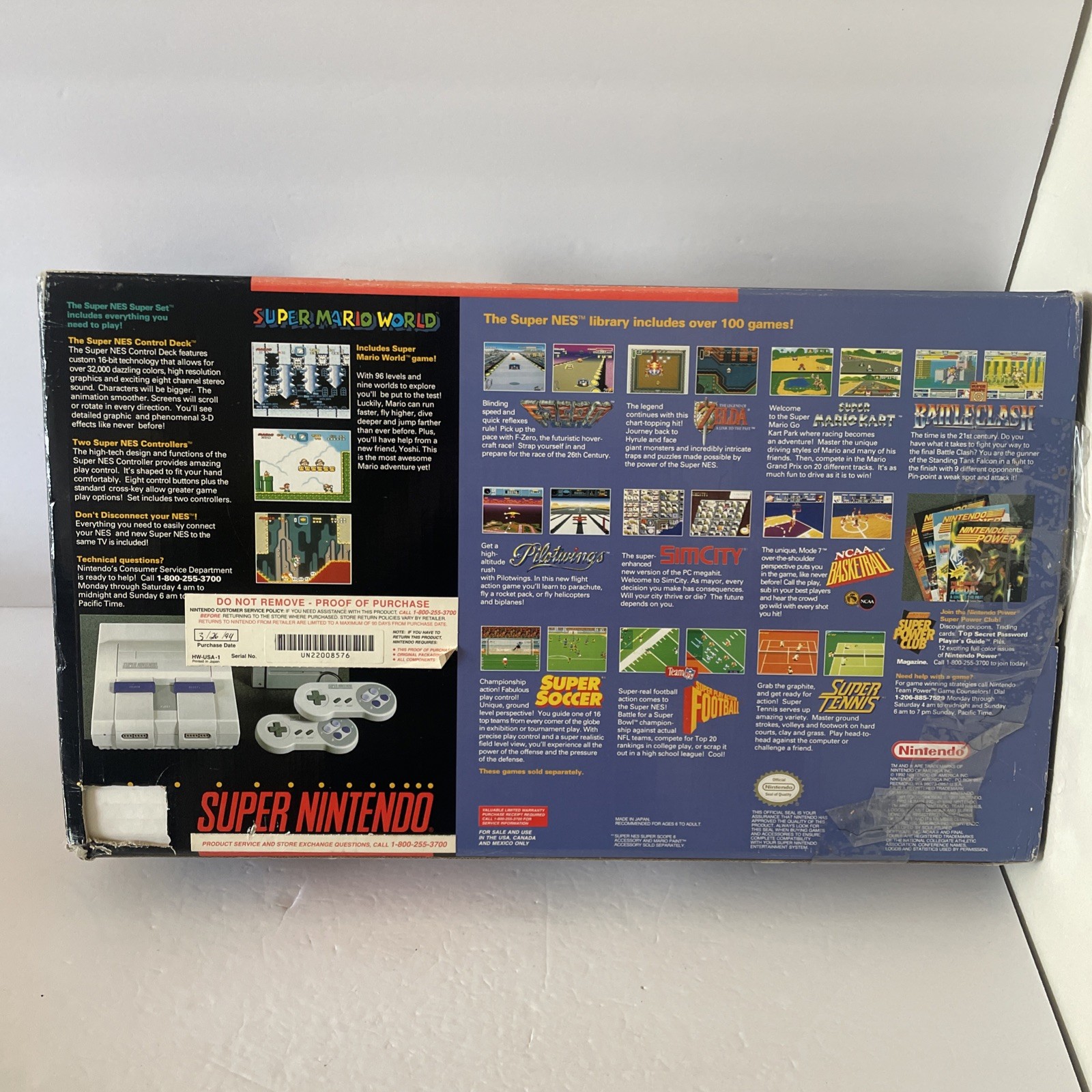 Super NES Super Set SNES Nintendo – Missing Game – Original Box MATCHING SERIAL
