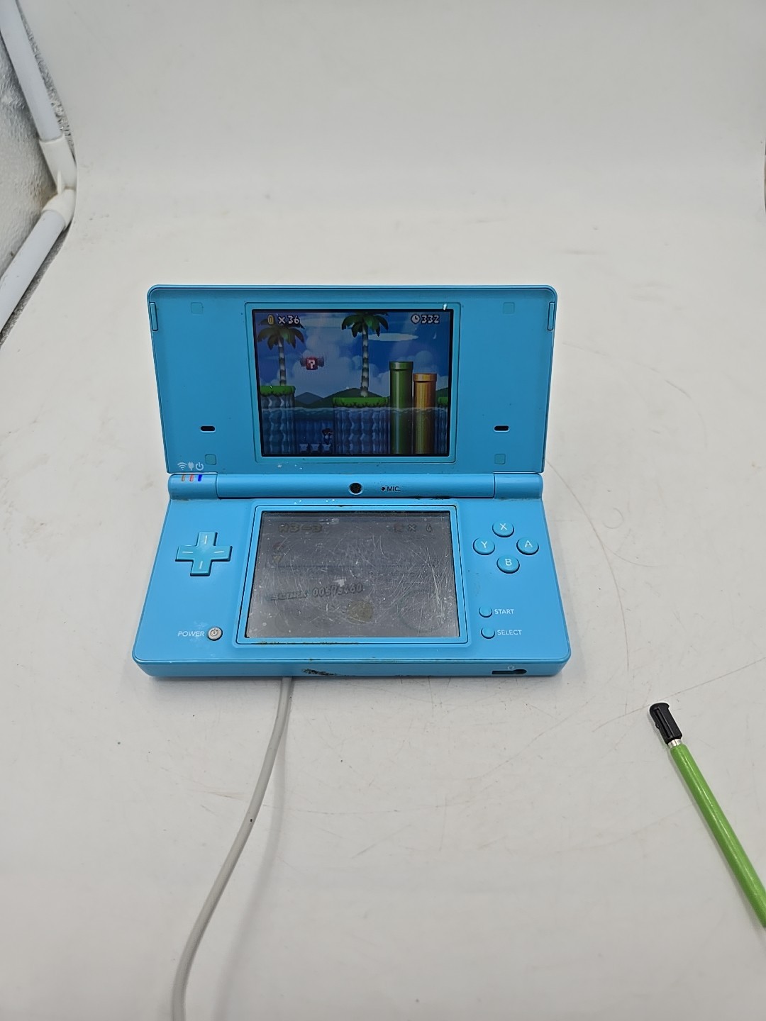 nintendo dsi console Blue Adapter & Pen With Super Mario Game Working