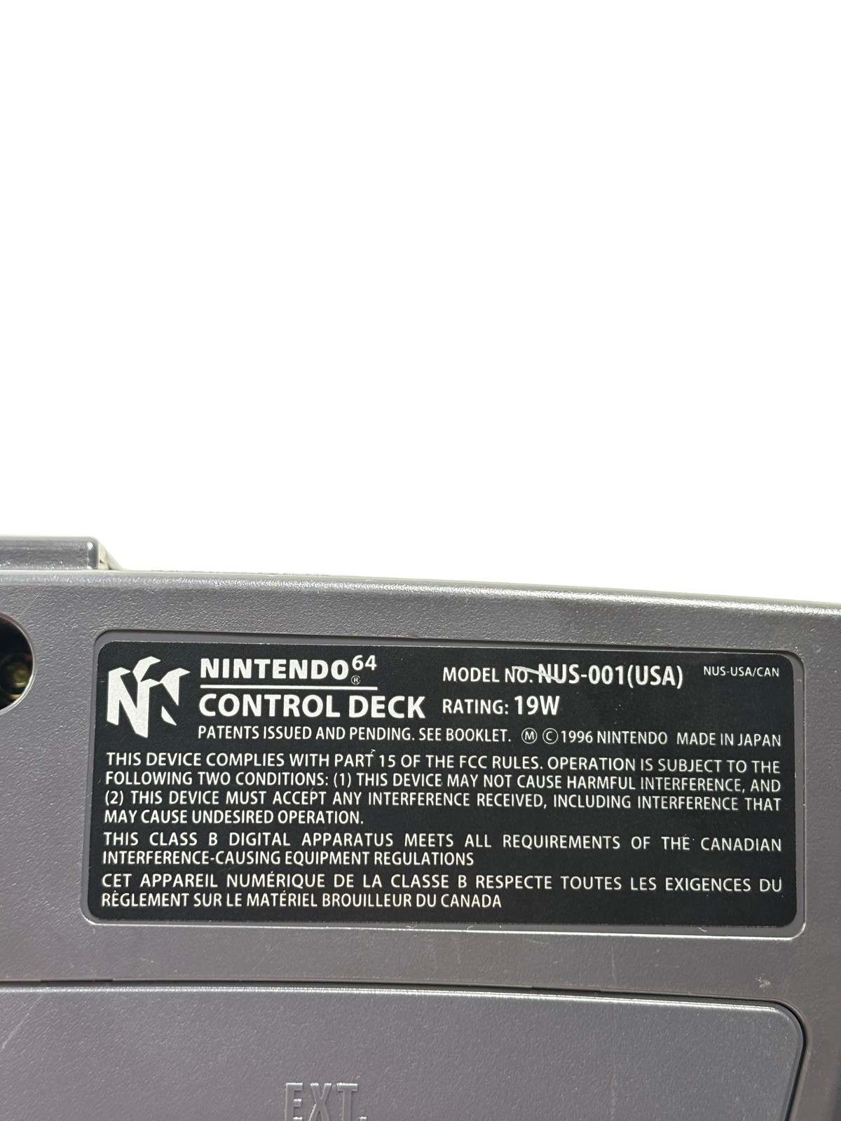 Nintendo 64 Video Game Console – Model NUS-001(USA)