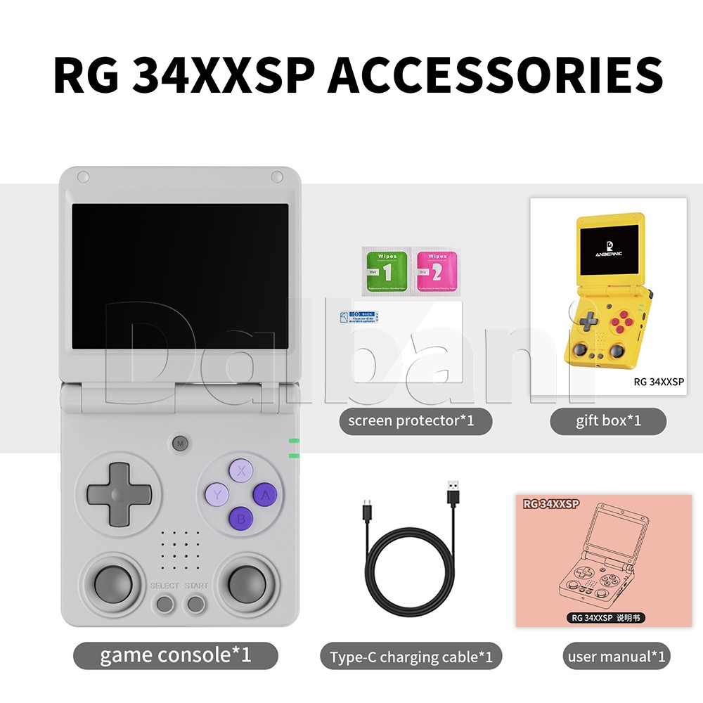 RG 34XXSP Anbernic Gray Handheld Retro Game Console 3.4-inch H700 3300mAH Linux