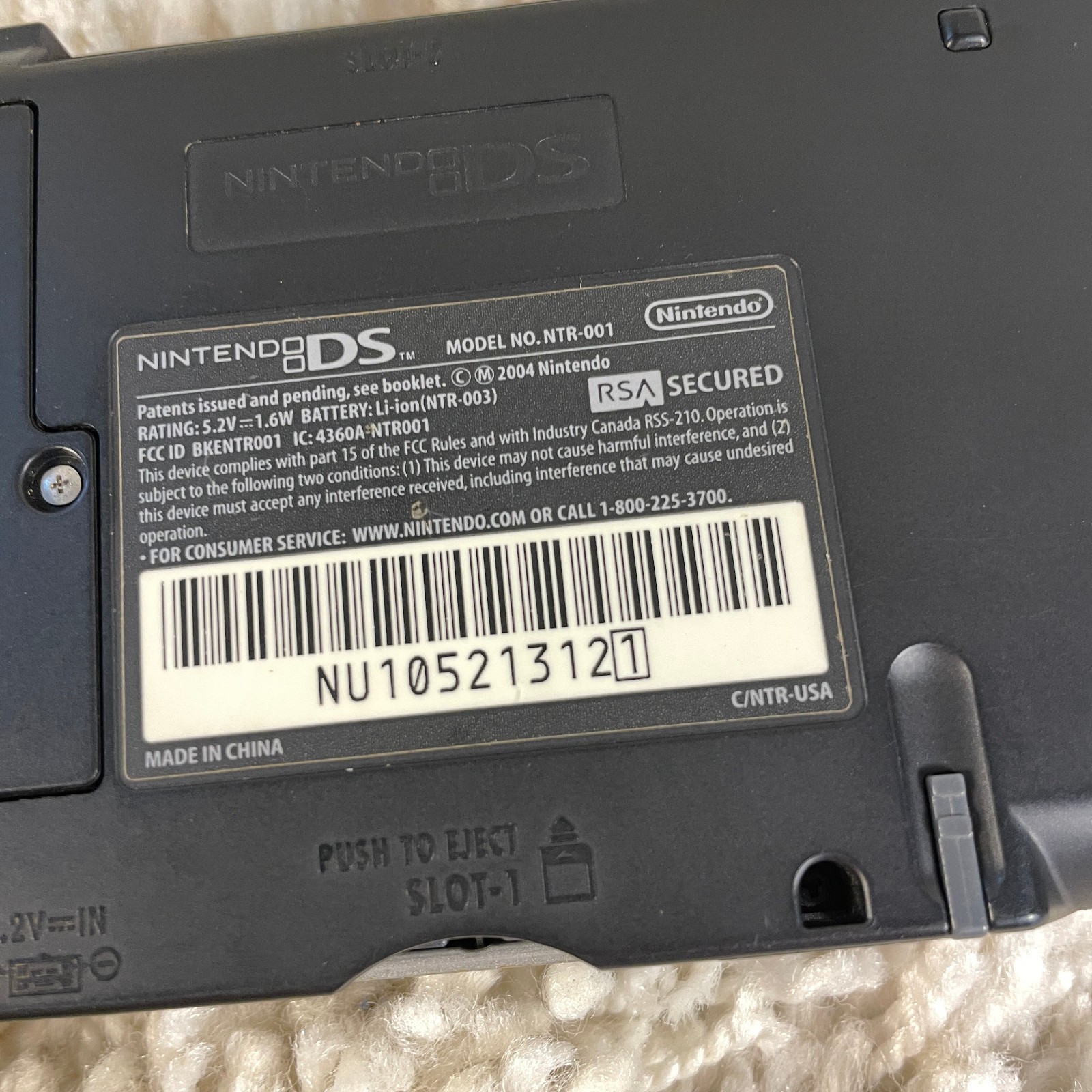 Nintendo DS Original NTR-001 Titanium Silver Handheld Console System READ