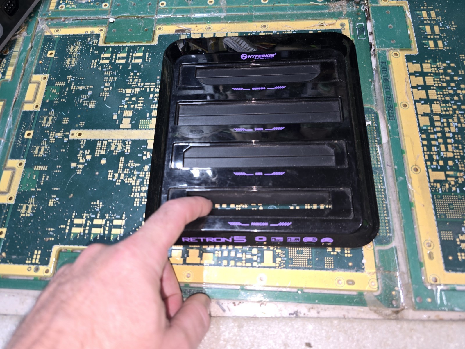 Hyperkin Retron 5 Top Cartridge Slot Cover w/Flaps & Springs ONLY-Good-READ ALL