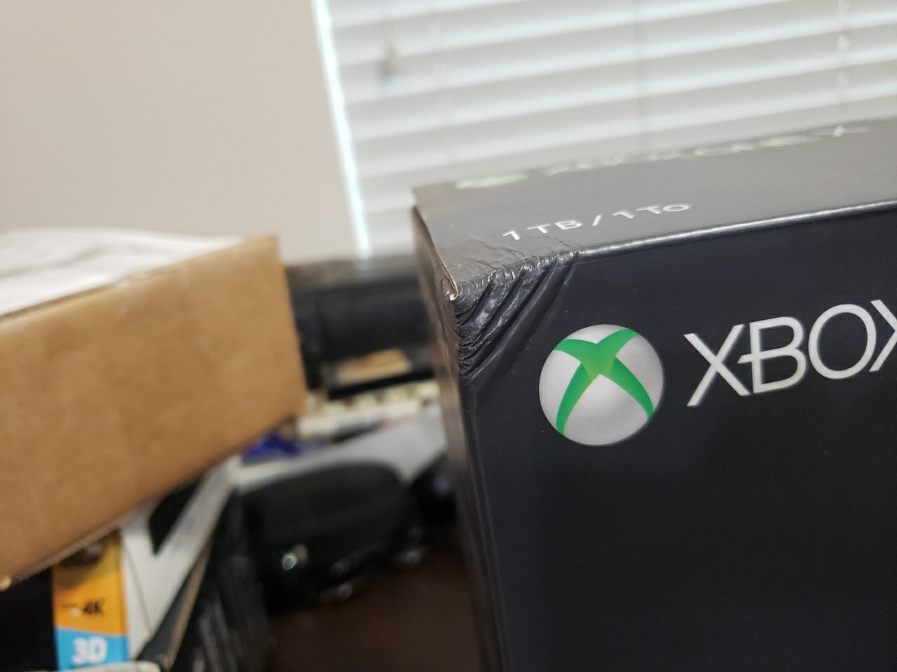 Microsoft Xbox One X Black BOX ONLY Dented Corner Original Receipts Best Buy